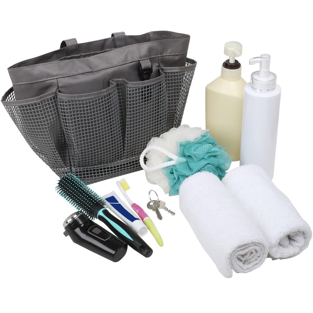 Utopia Alley Mesh Portable Shower Caddy, Quick Dry Shower Tote Bag ,Bathroom Organizer Bag - Gray