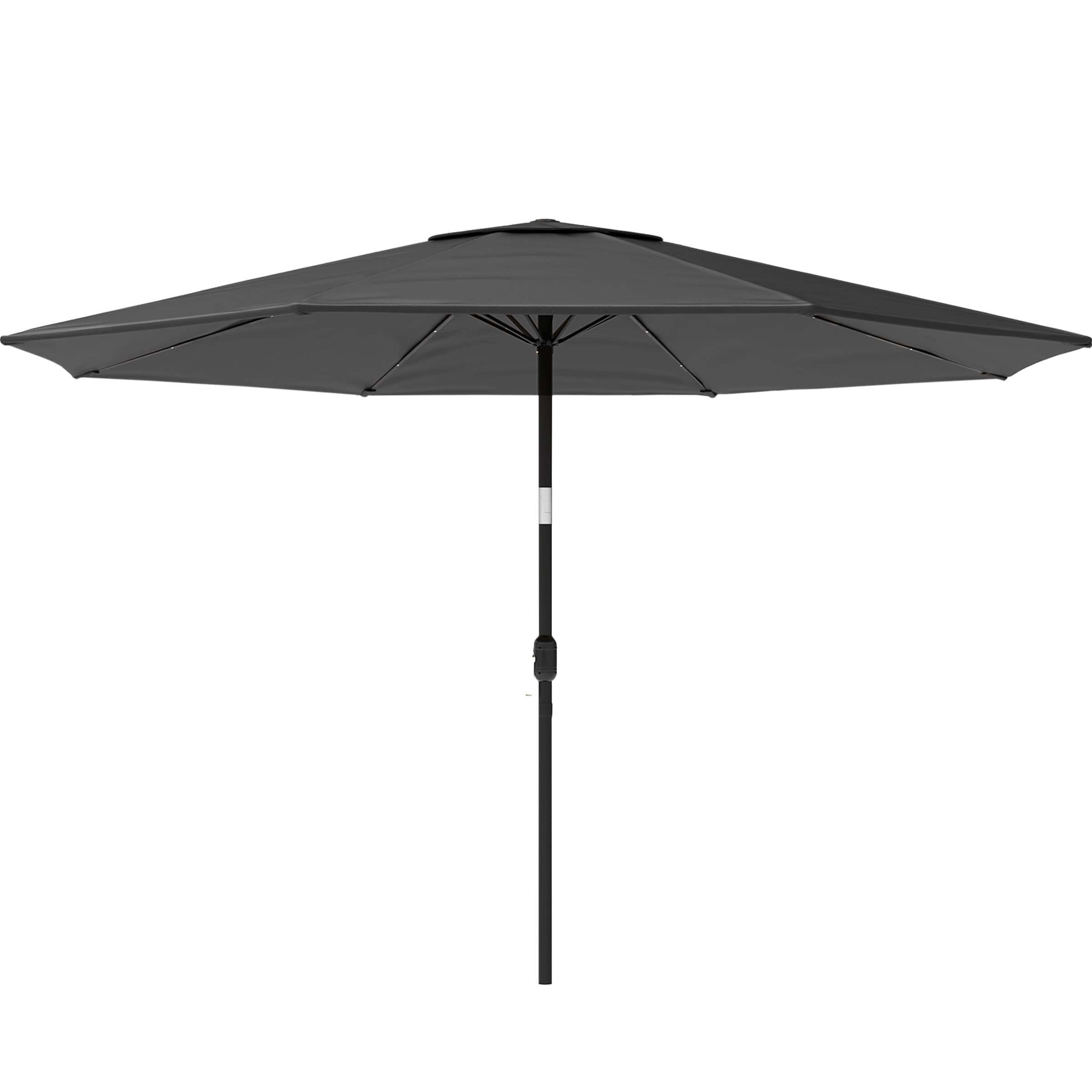 Gray 10-Foot Steel Patio Umbrella with Solar LED Lights