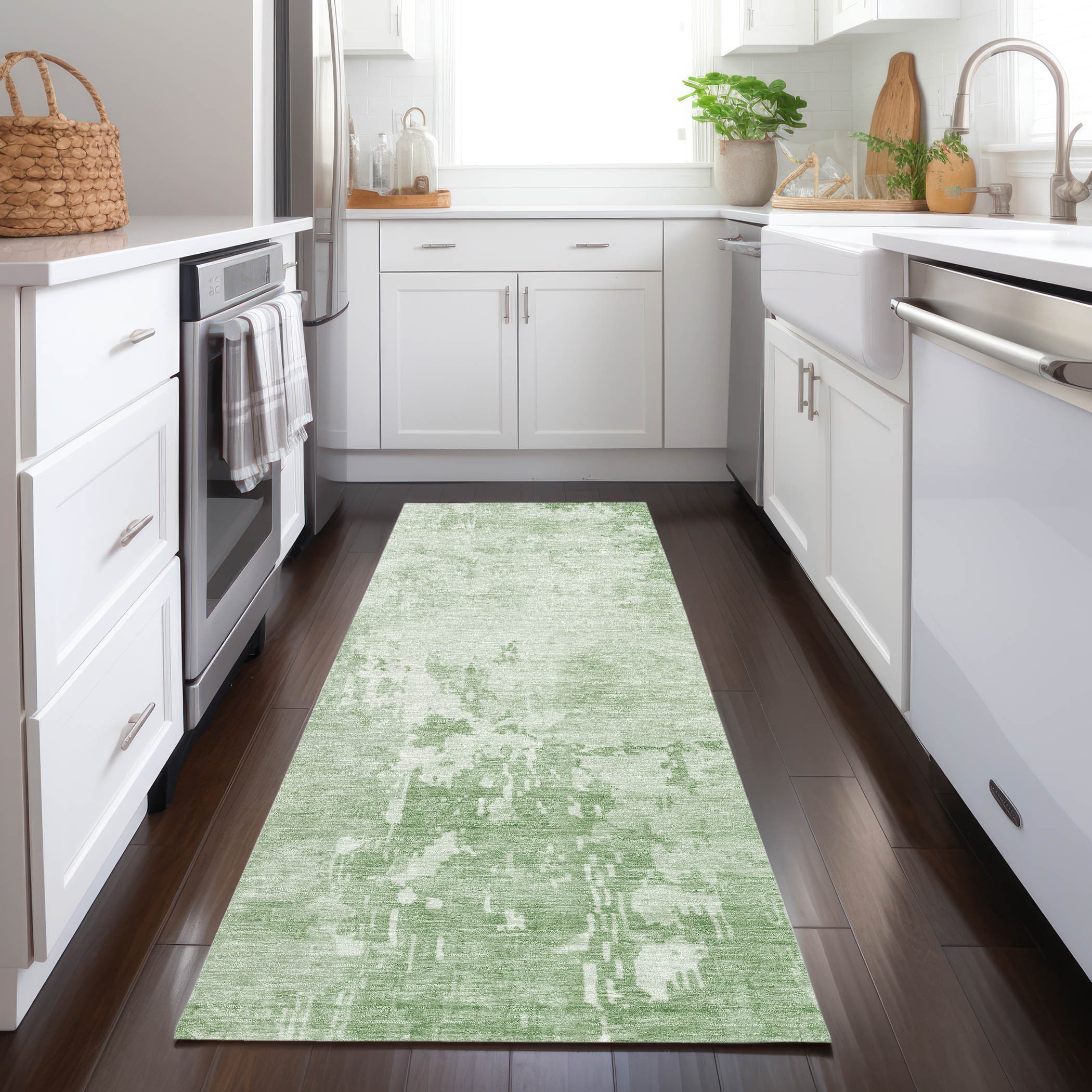 Addison Rugs ACN1259MZ2X8 Chantille ACN1259MZ 2 x 7 (ft) Mint Rectangular Indoor/Outdoor Geometric Machine washable Pet Friendly Runner rug