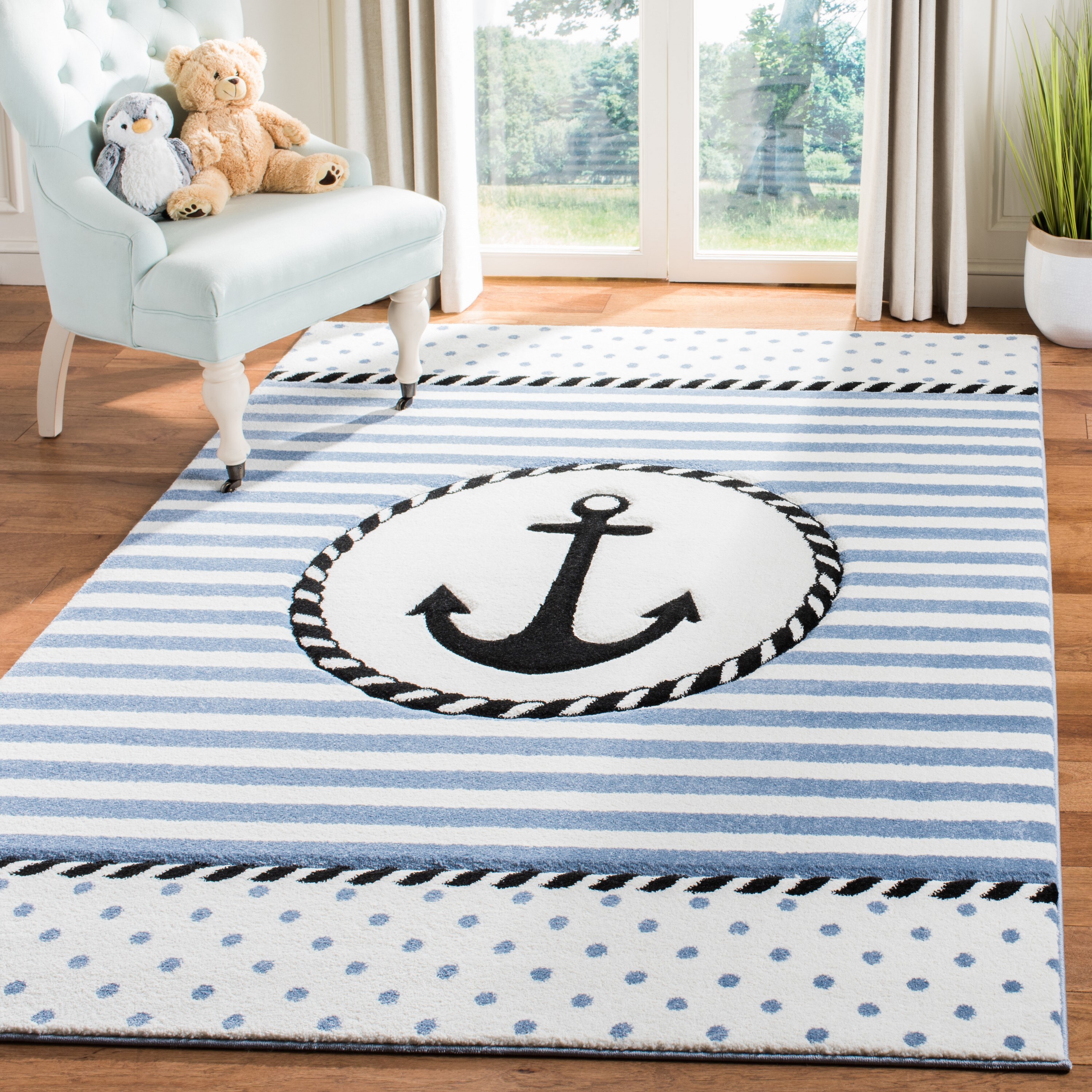 Safavieh Carousel Kids Anchor 4 x 6 Ivory/Navy Indoor Kids Area Rug