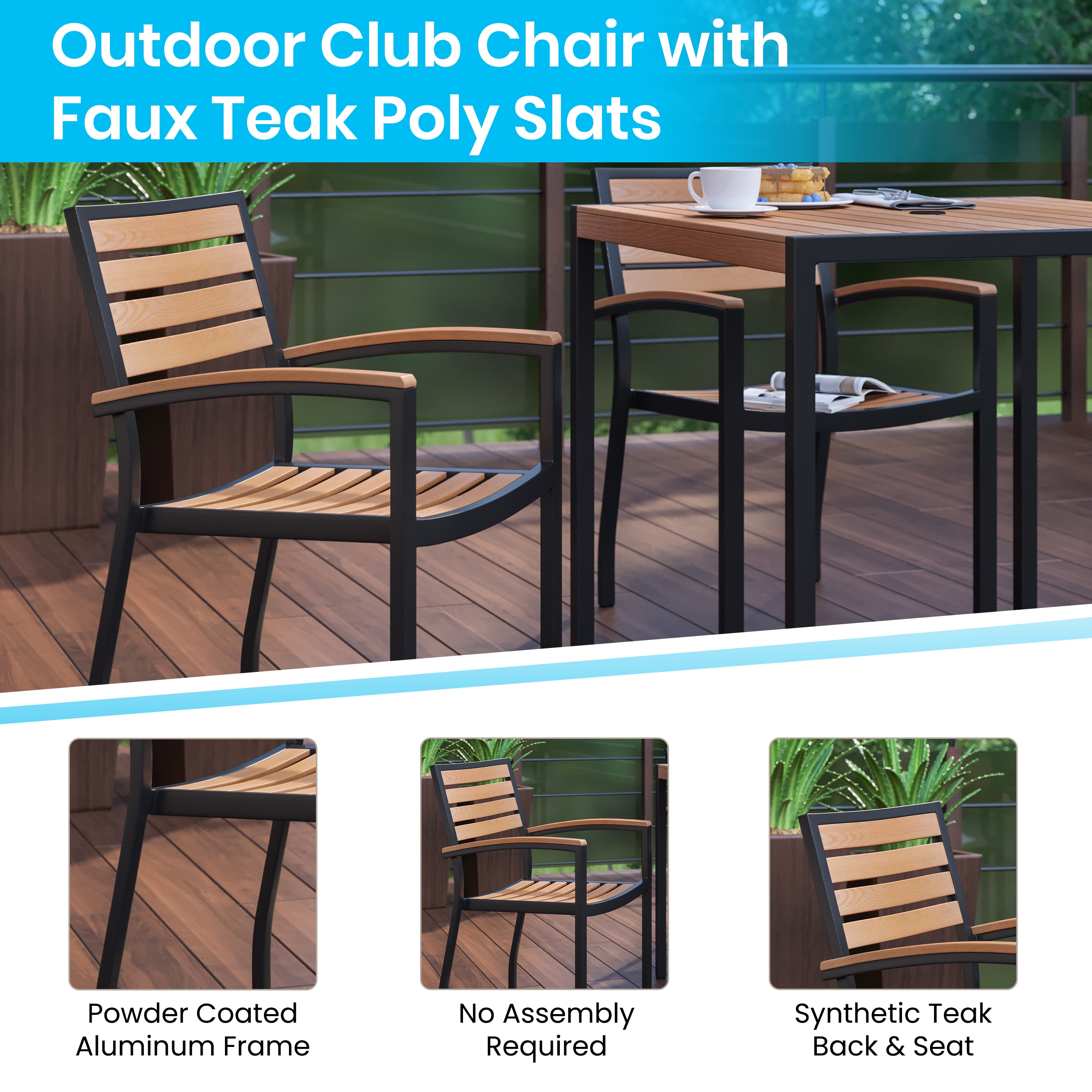 Lark 4-Person Black Aluminum and Plastic Outdoor Dining Set