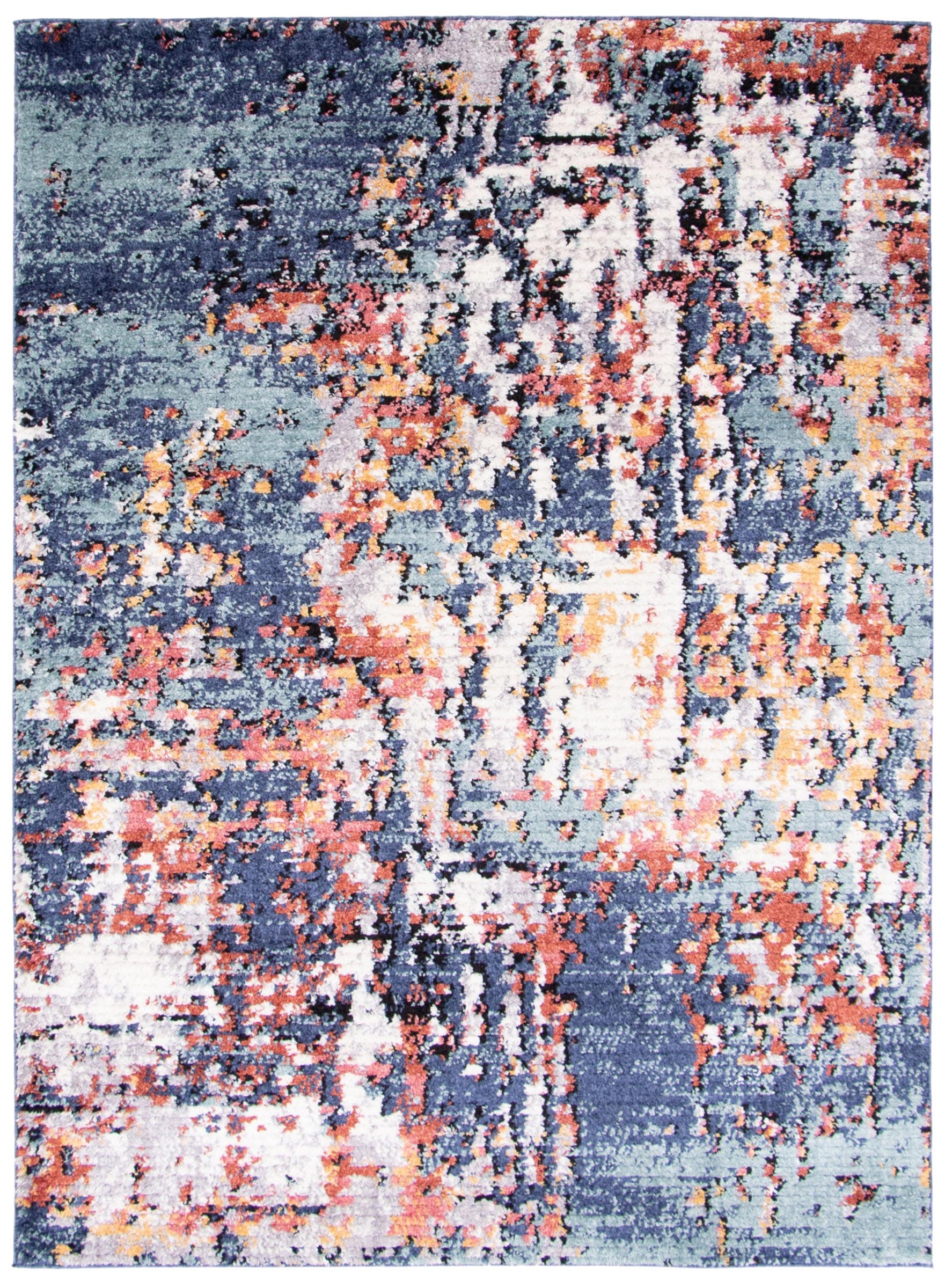 ECARPETGALLERY 358404 4 x 6 (ft) Polyester Blue Rectangular Indoor Abstract Area rug