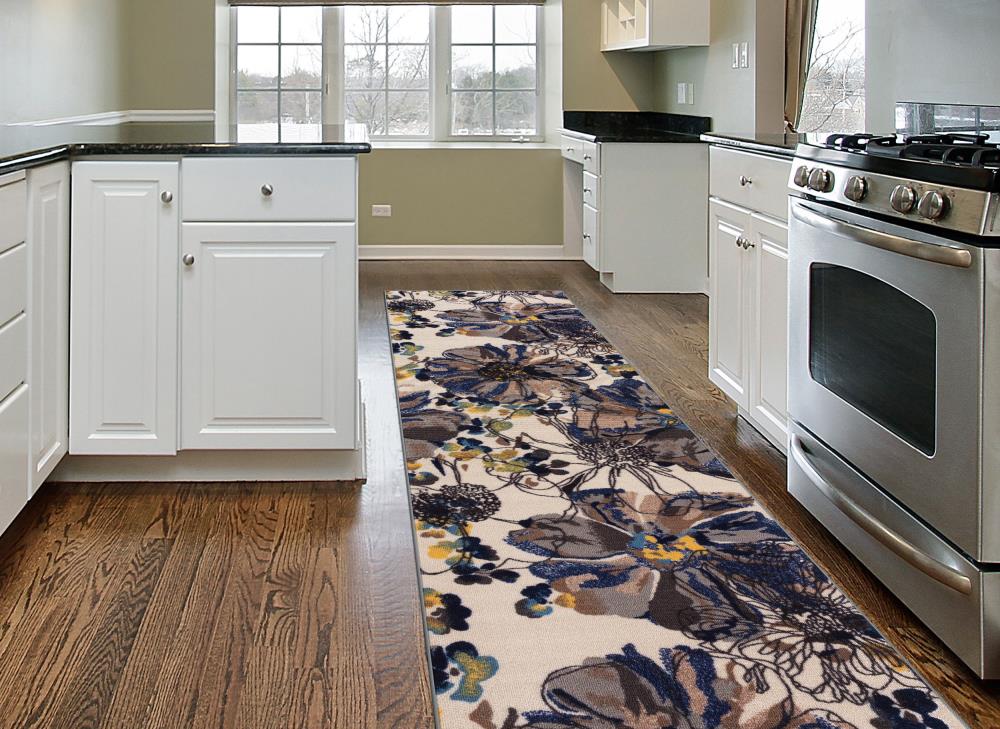 World Rug Gallery 503CREAM2X7 City 2 x 7 (ft) Loomed Nylon Cream Rectangular Indoor Floral/Botanical Mid-Century Modern Runner rug