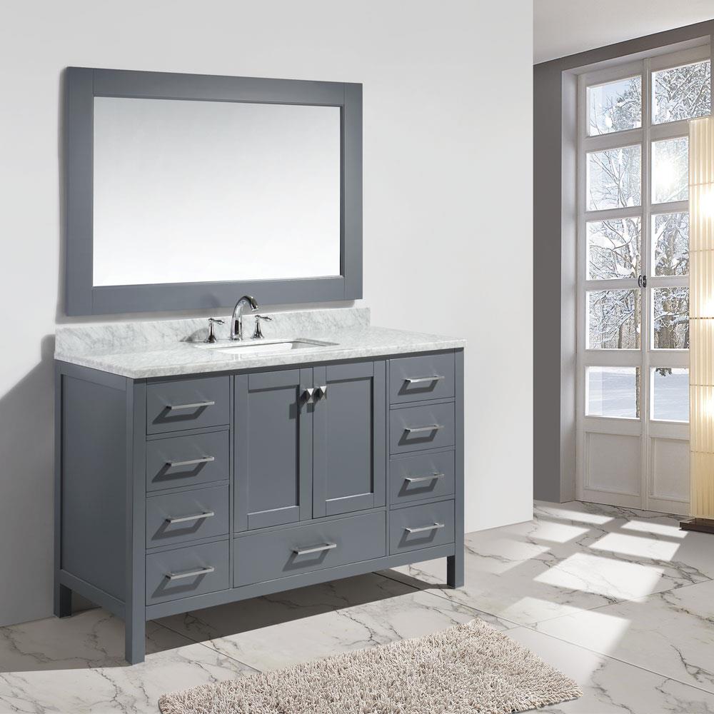 Design Element London 54-in Gray Undermount Single Sink Bathroom Vanity ...