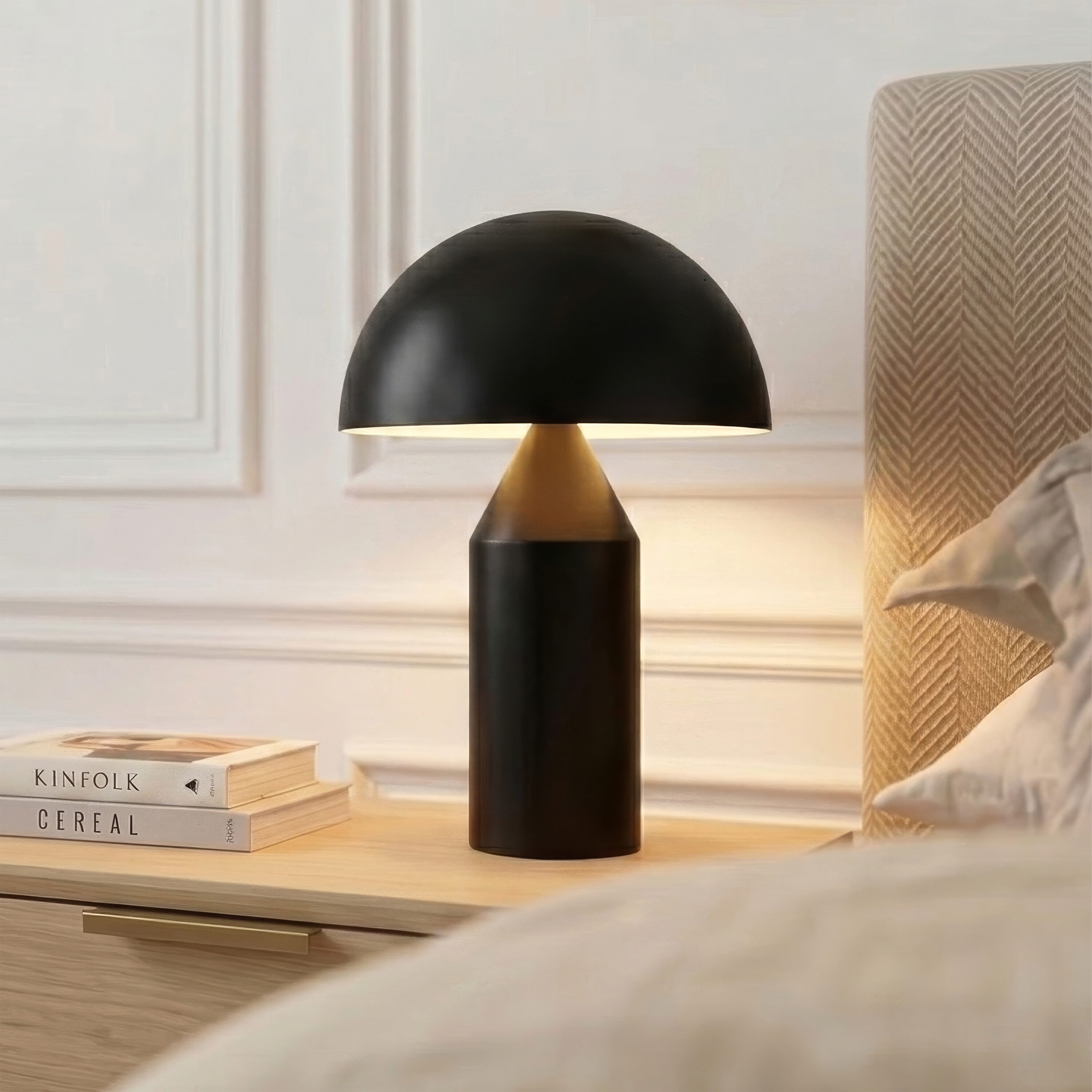 Brightech 14-in Venus Black Fully Dimmable LED Table Lamp with Metal Globe Shade