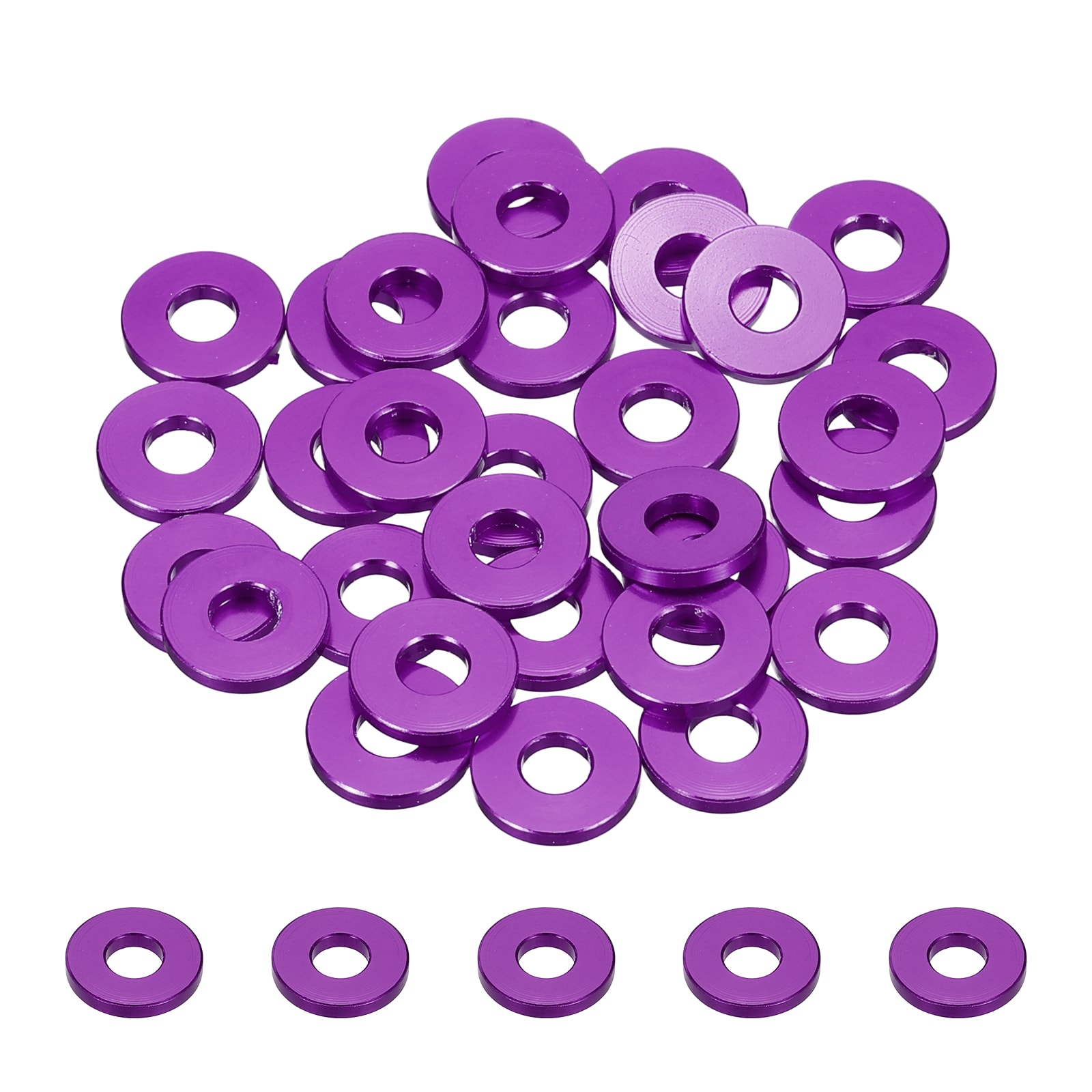 Unique Bargains 30pcs M4 Flat Washer Aluminum Gasket Anodized Countersunk Washer Hole Dia 4mm/0.16 Inch Round Washers for Screw RC/FPV/PC/Drone/Mechanical Accessories Model Parts (Purple)