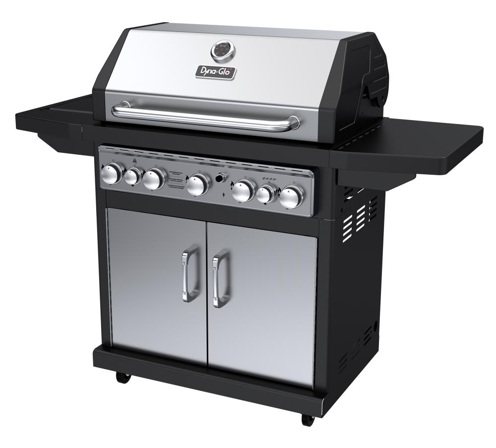 Dyna Glo Black And Stainless Steel 5 Burner Liquid Propane Gas Grill With 1 Side Burner And Rotisserie Burner In The Gas Grills Department At Lowes Com