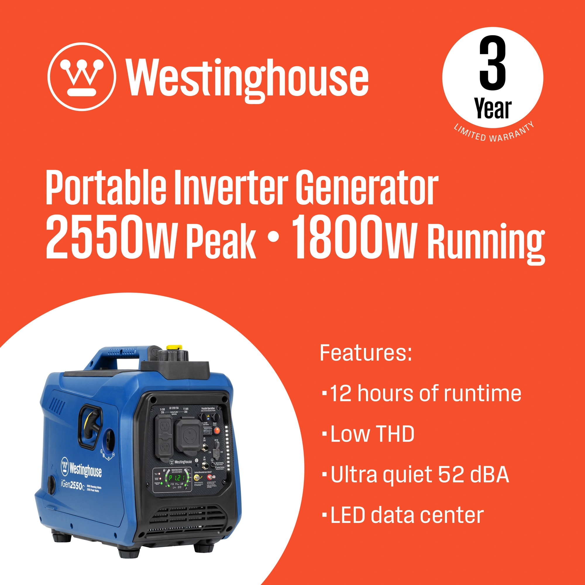 Westinghouse iGen2550c 2550 Watt Inverter Generator 2550-Watt Single Fuel (Gasoline) Inverter Generator IGEN2550C Sansujyuku sansujyuku.com