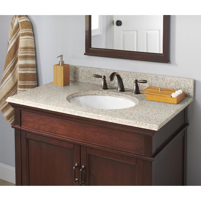 MarCraft Essential 37-in Beige Granite Single Sink Bathroom Vanity Top ...