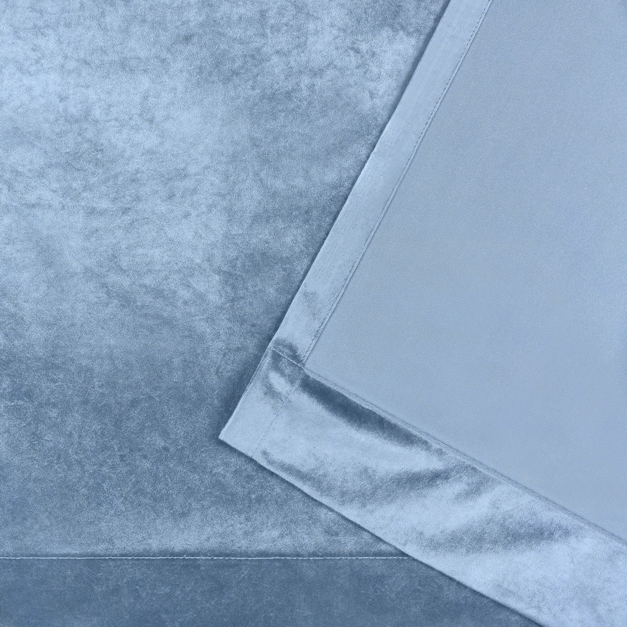 Slate Blue Velvet Light-Filtering Grommet Curtain Panels, 54" x 96"