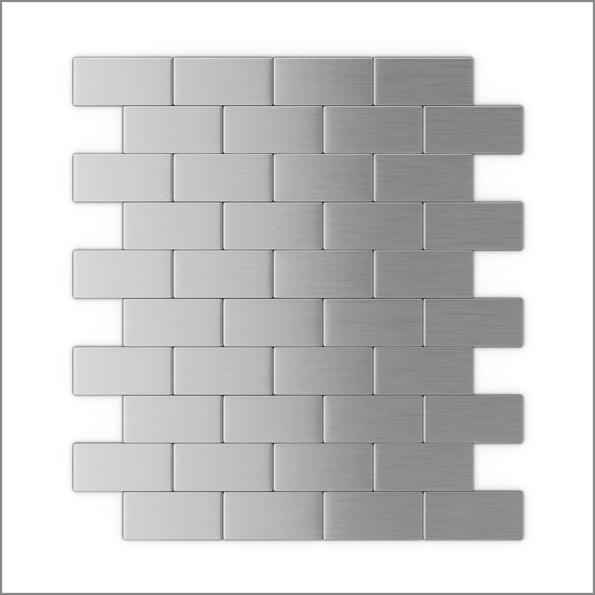 SpeedTiles Subway Peel and Stick 6-Pack Silver Stainless Steel 12-in x 12-in Brushed Metal Brick Peel-and-Stick Wall Tile