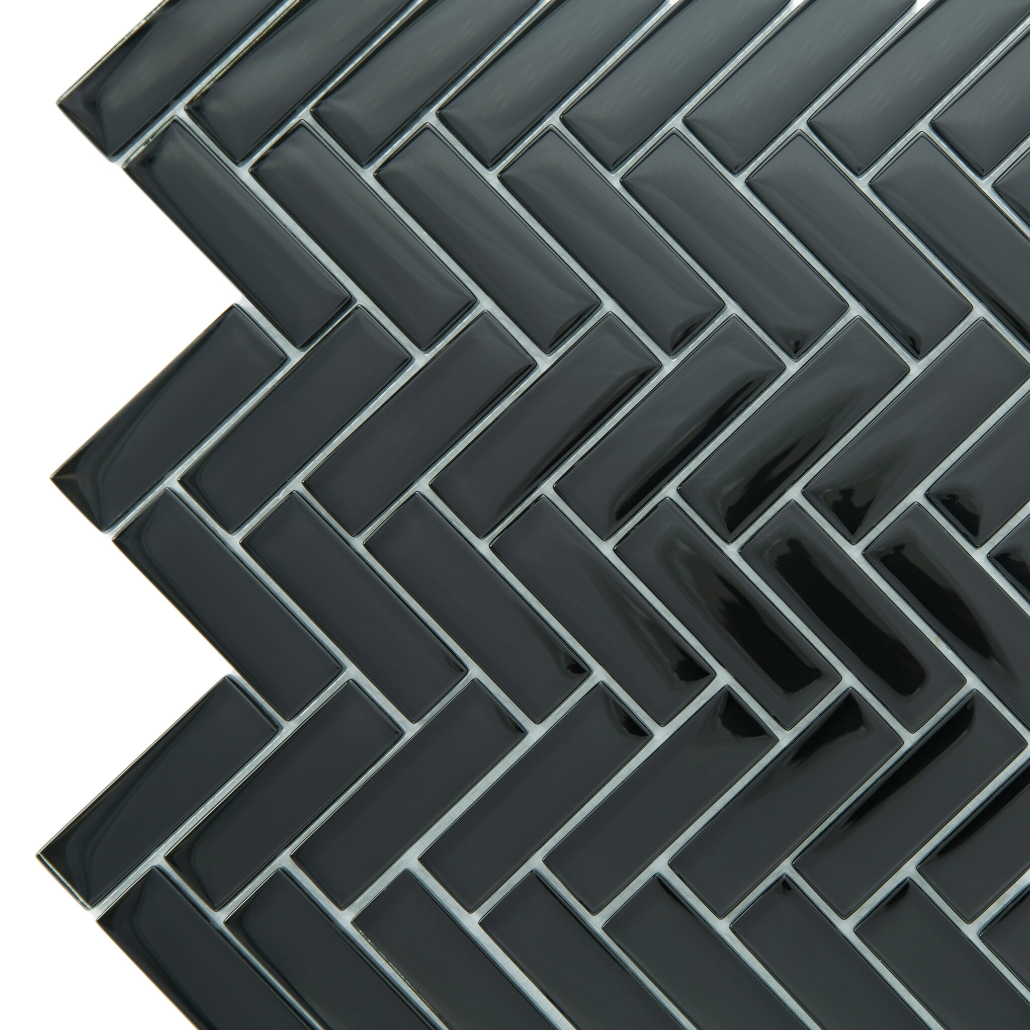 Apollo Tile Colorway Black 11-in x 13-in Glossy Glass Herringbone Floor and  Wall Tile (4.81-sq. ft/ Carton) in the Tile department at