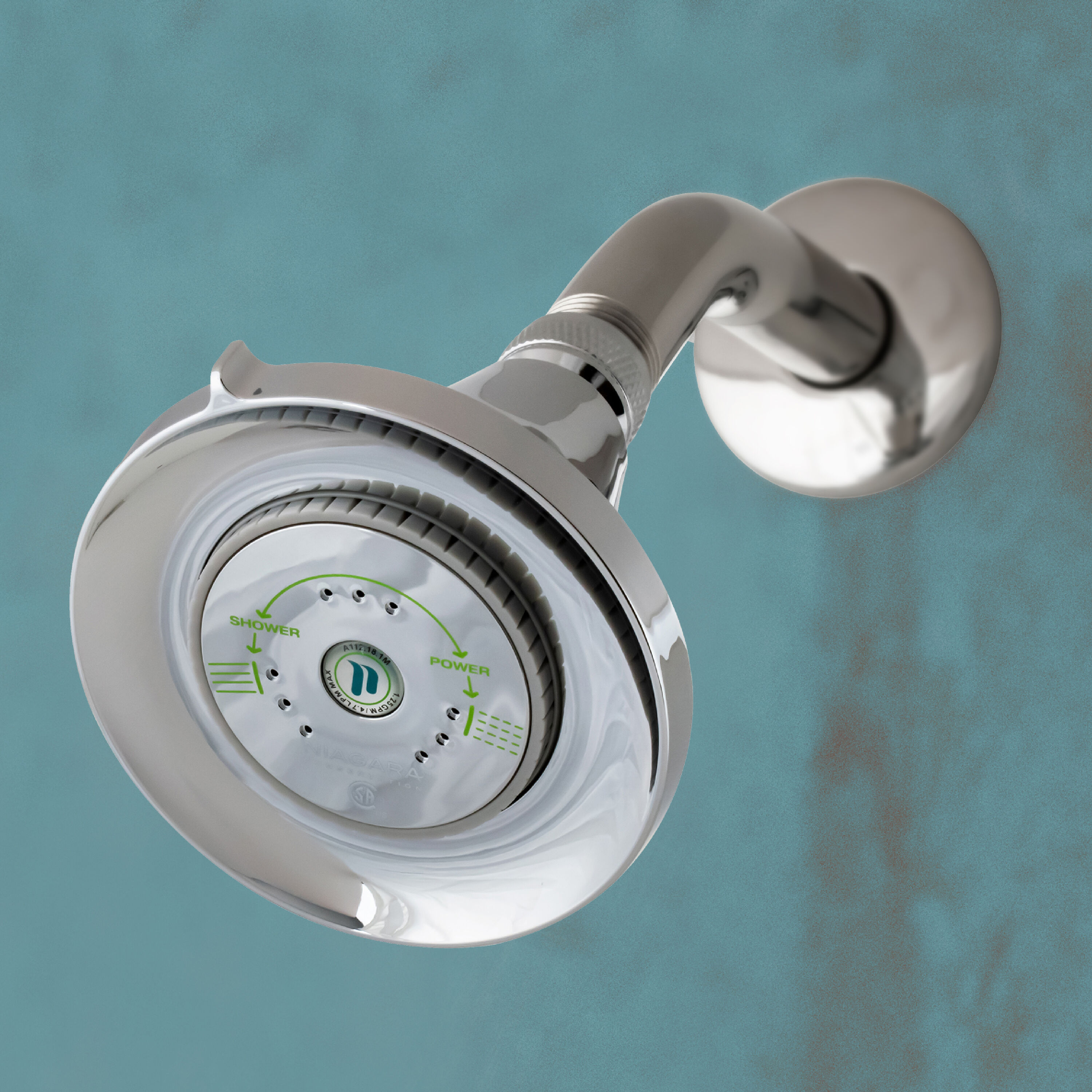 Chrome Wall Mounted Round Adjustable Shower Head with 3 Spray Patterns