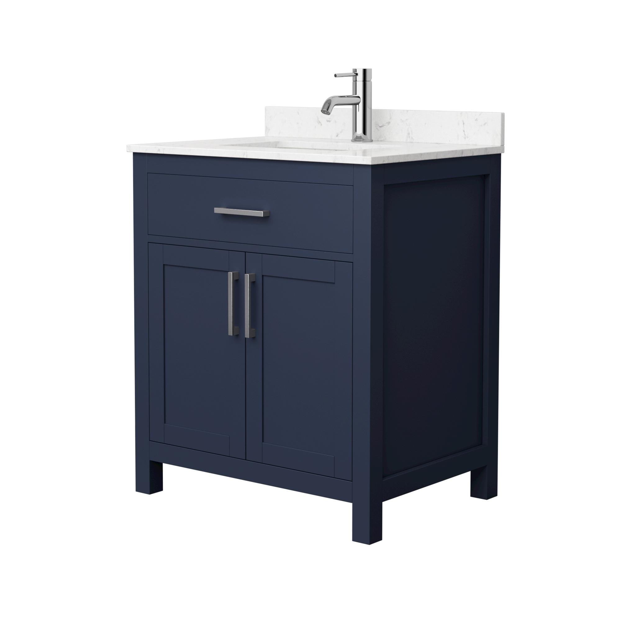 Beckett 30" Dark Blue Freestanding Single Bathroom Vanity with Marble Top
