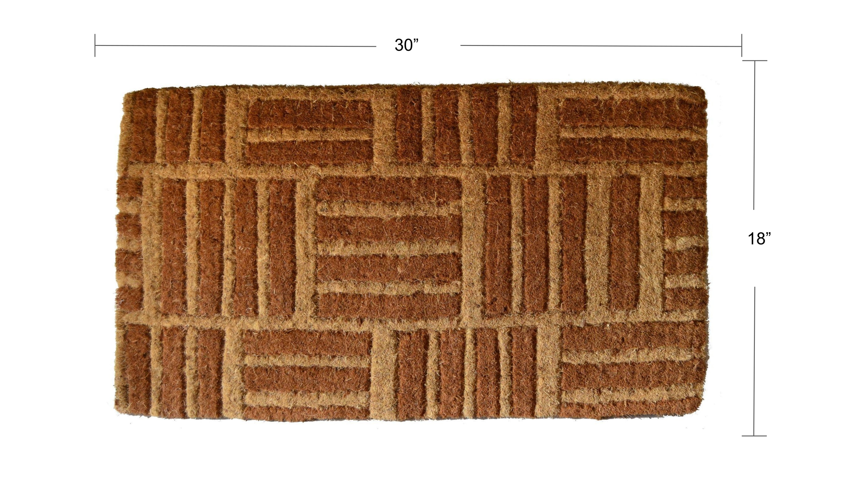 Brown and Beige Coir Outdoor Rectangular Doormat 18x30x1.5"