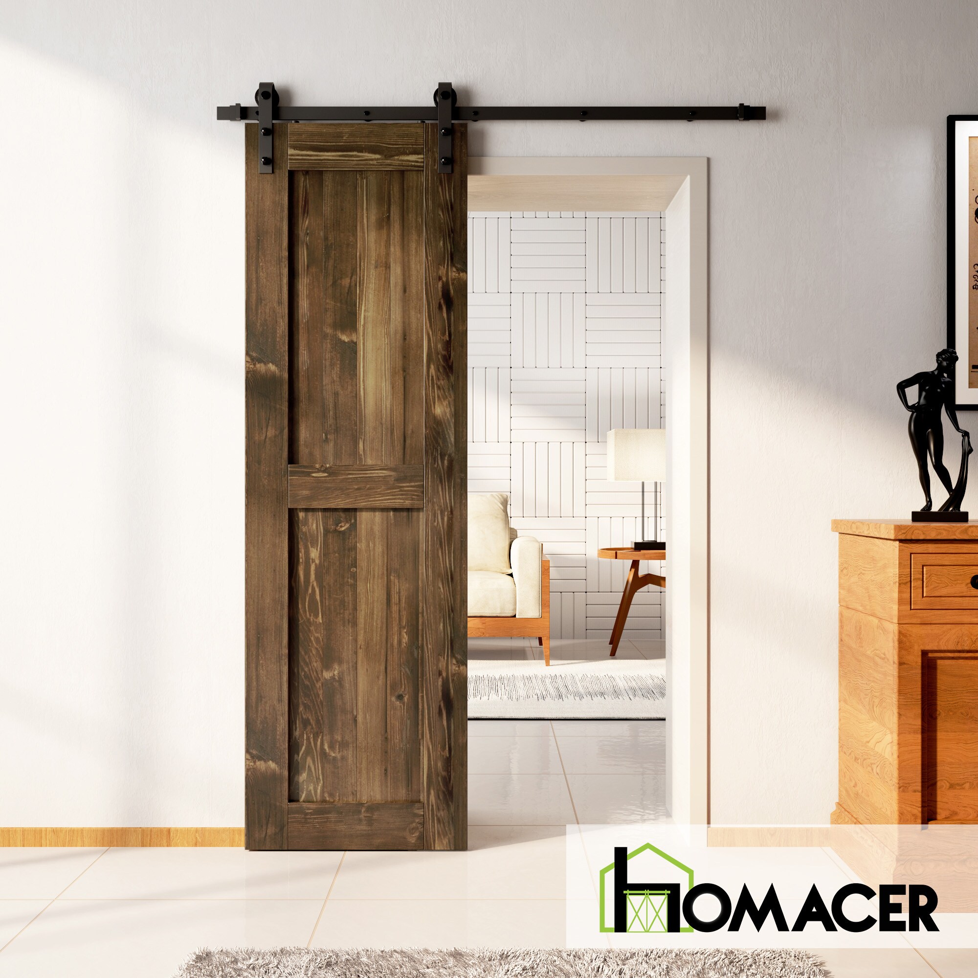HOMACER 2884-H-WALNUT Barn-Doors - View #2