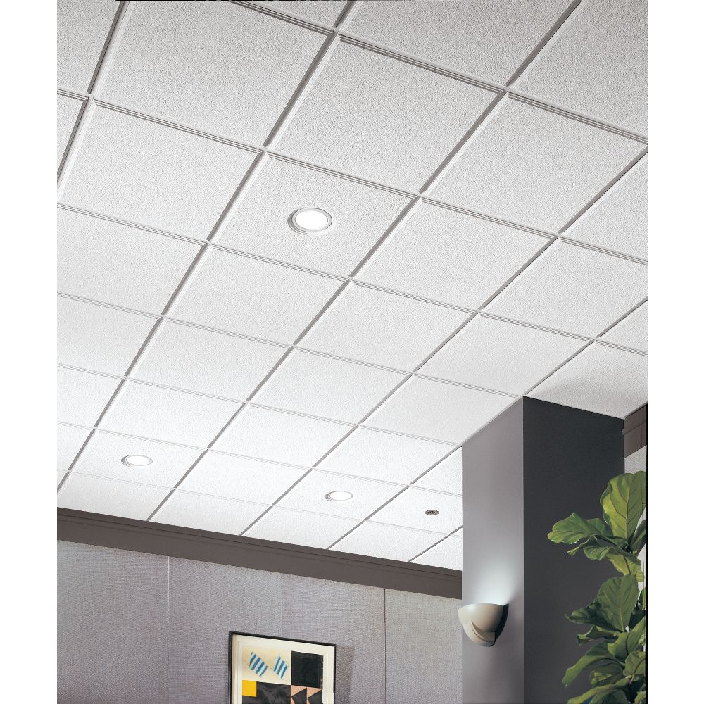 Armstrong Ceilings 2 Ft X 2 Ft Cirrus White Mineral Fiber Drop Ceiling Tile 12 Pack 48 Sq Ft 