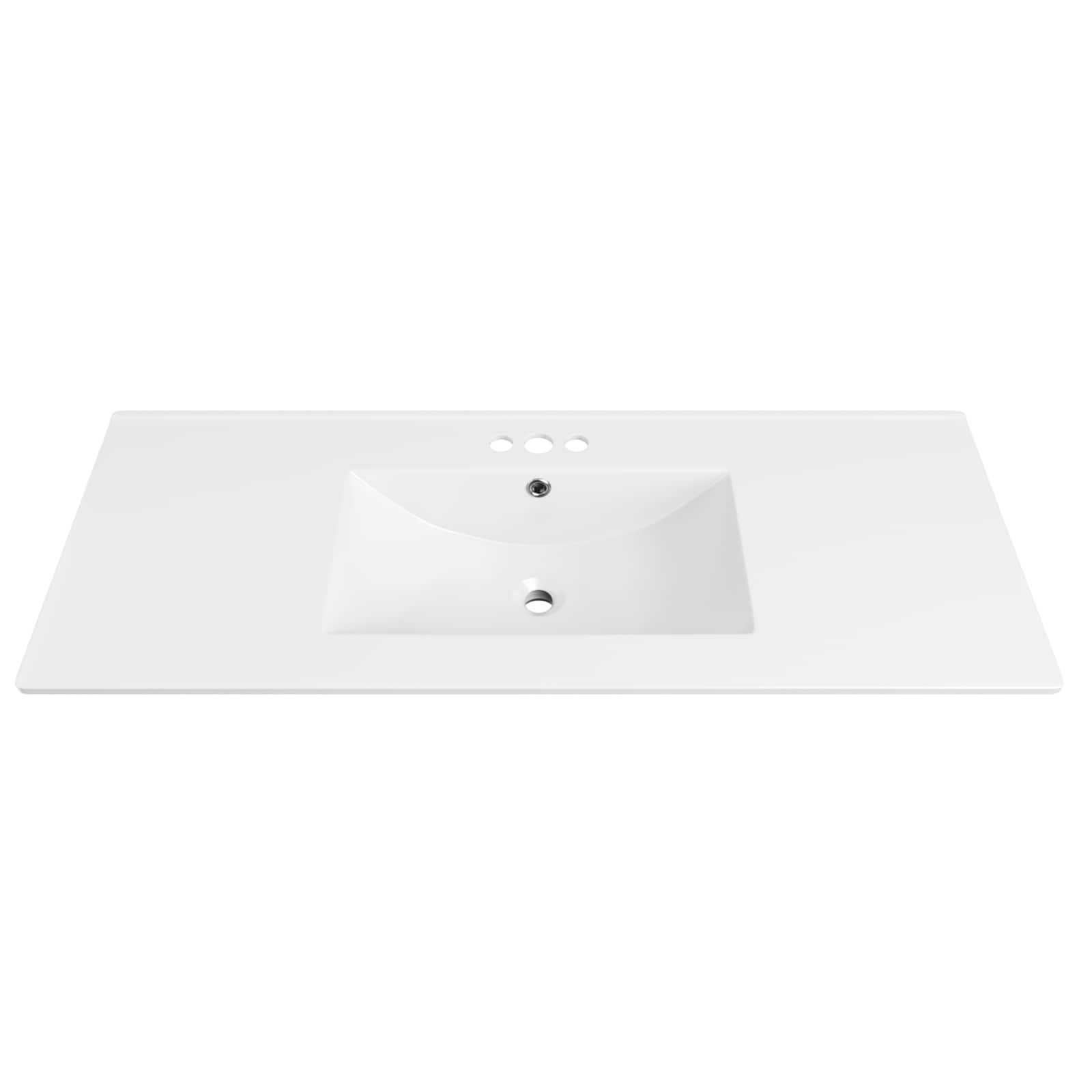Stowcraft - 3-Hole 48 in. W x 18.25 in. D Classic Contemporary Rectangular Ceramic Single Sink B...