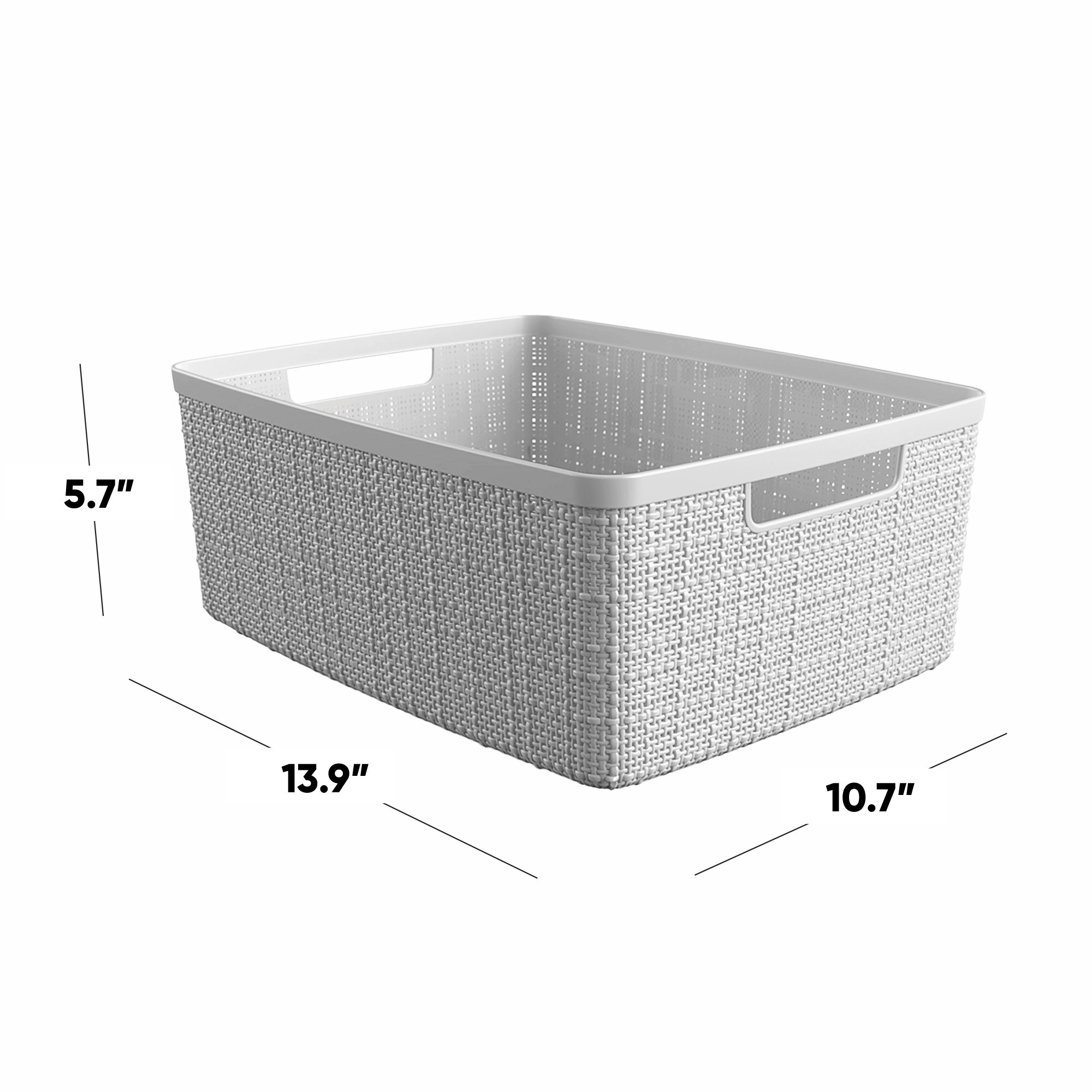Curver Jute Large Grey Plastic Storage Basket 