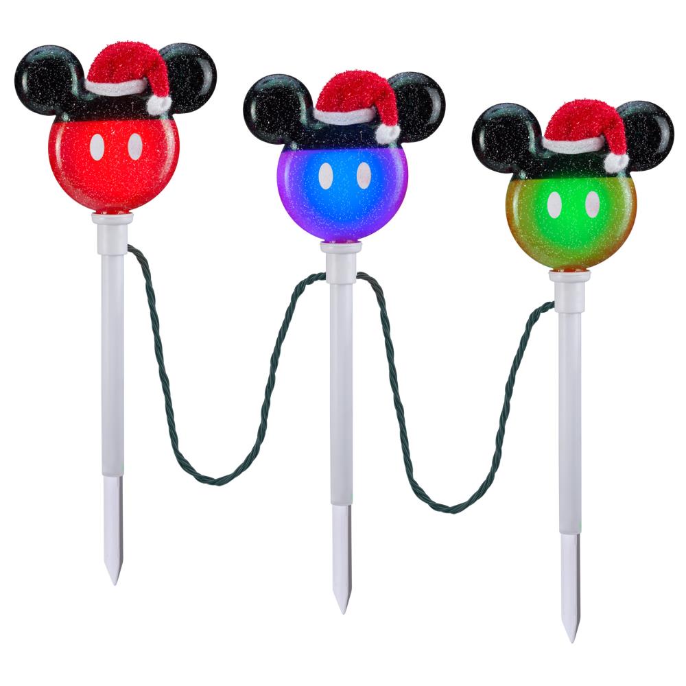 Gemmy Disney Mickey Friends 3-Ct Color Changing Christmas Light Pathway Marker 