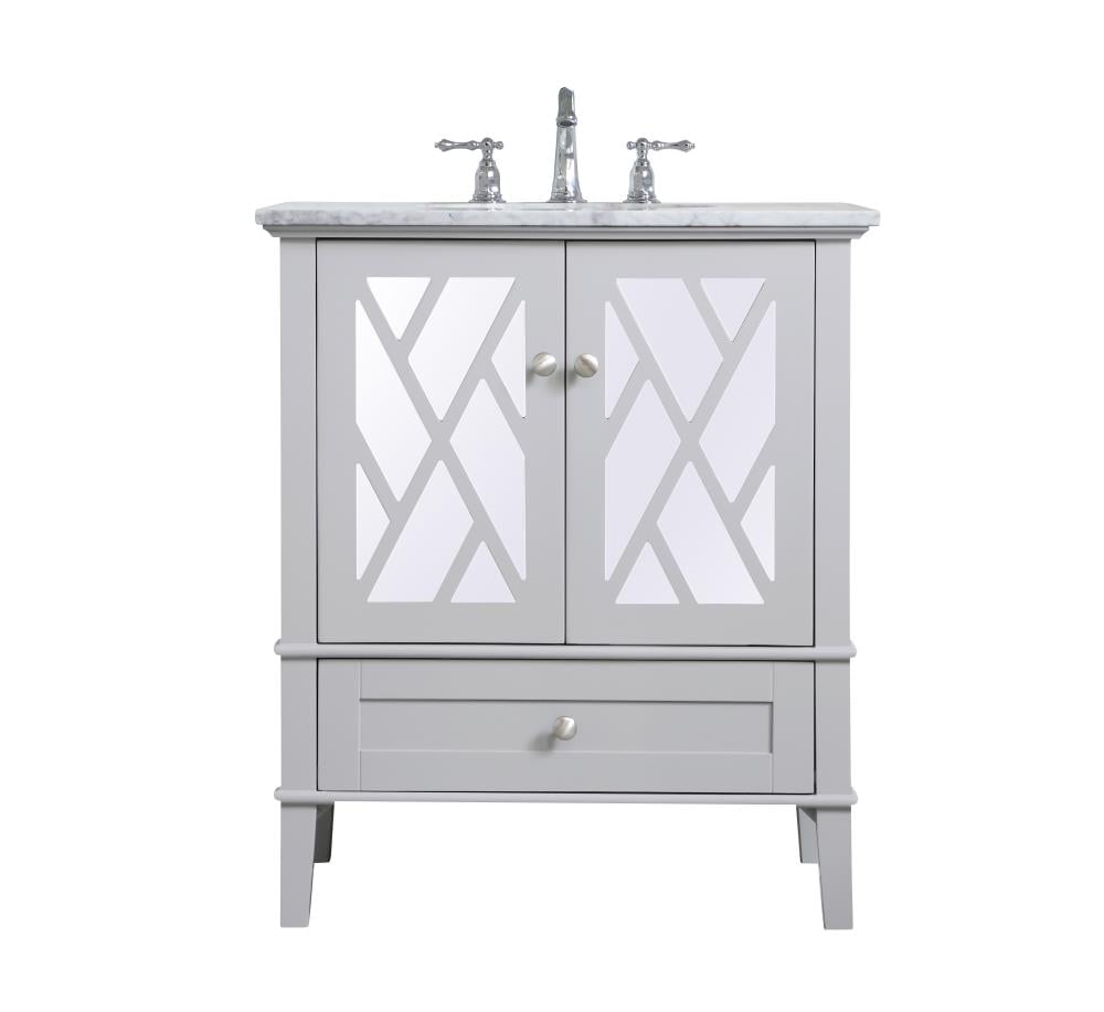 Elegant Decor FI90630GR First Impressions 30-in Gray Undermount Single sink Bathroom Vanity with Carrara White Marble Top