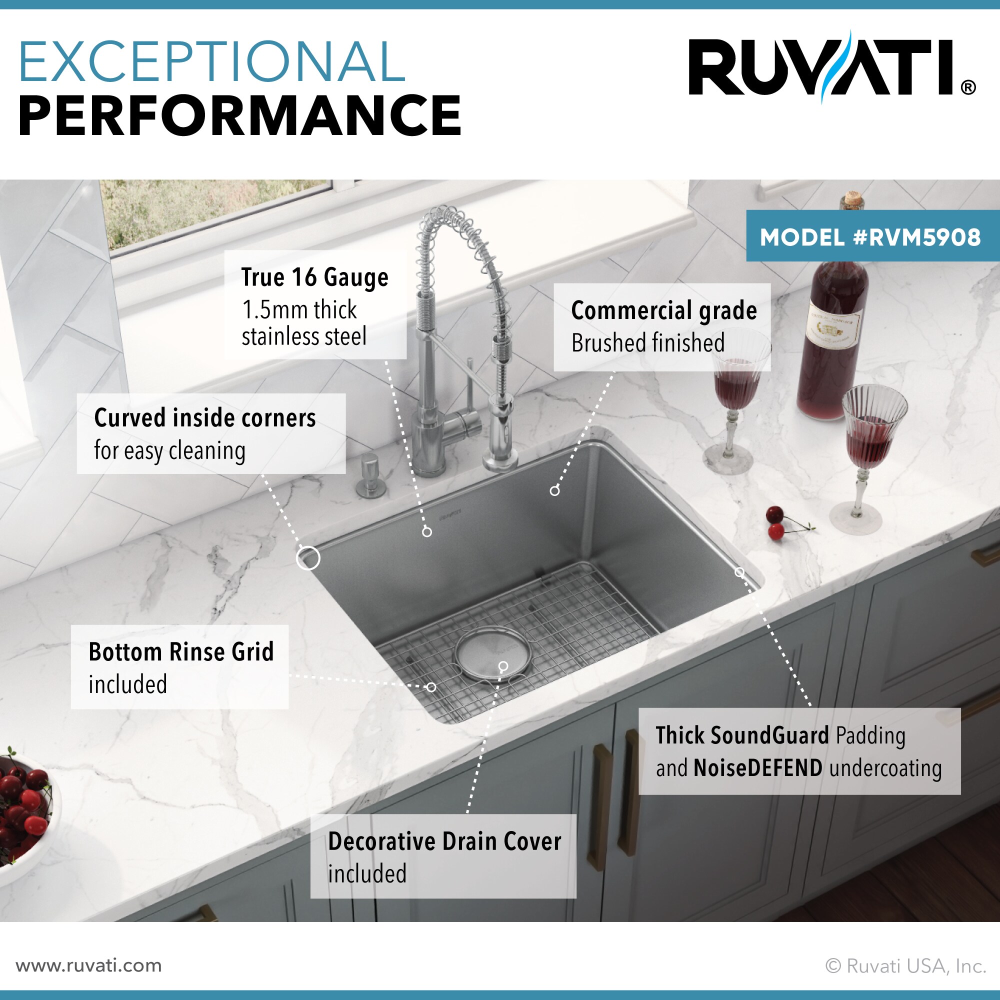Ruvati Drain Cover for Kitchen Sink and Garbage Disposal - Brushed
