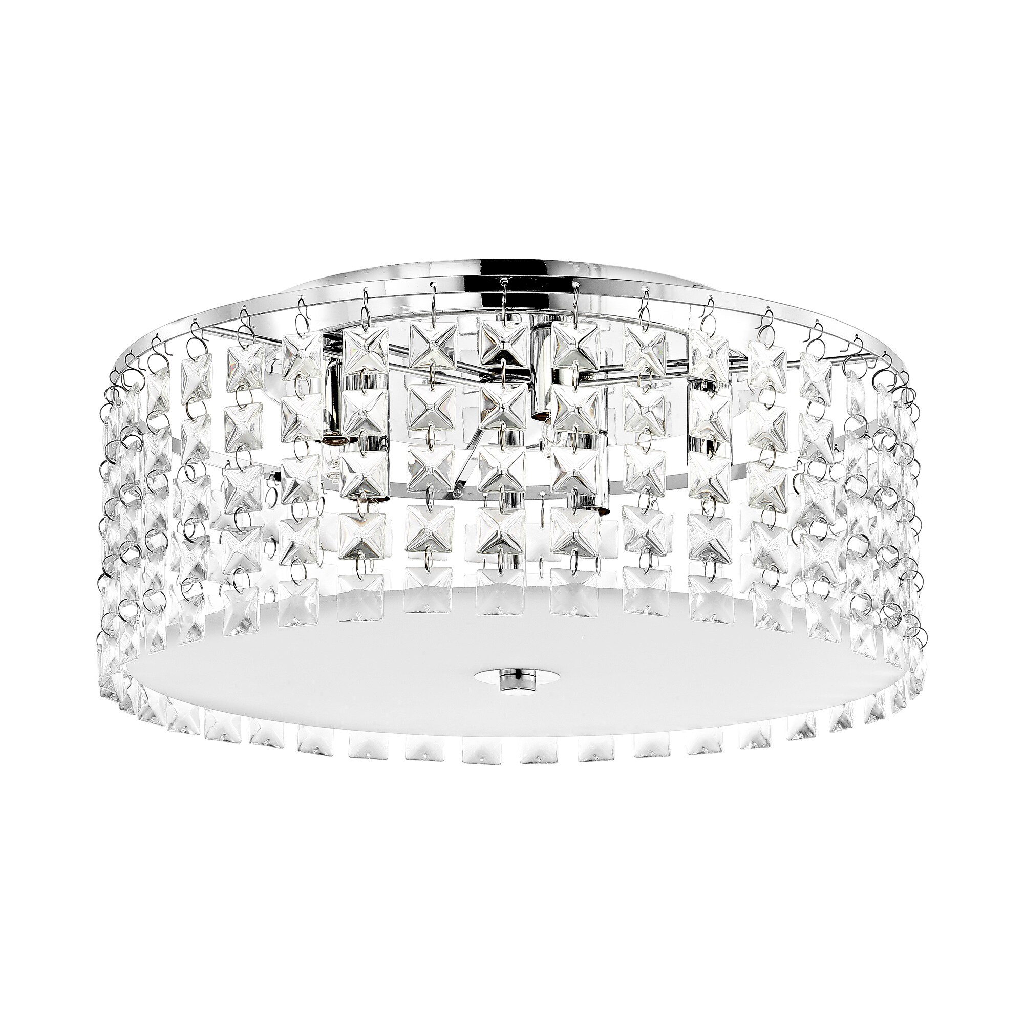 GETLEDEL FX-0208CH 1-Light 15-in Chrome LED Flush Mount Light