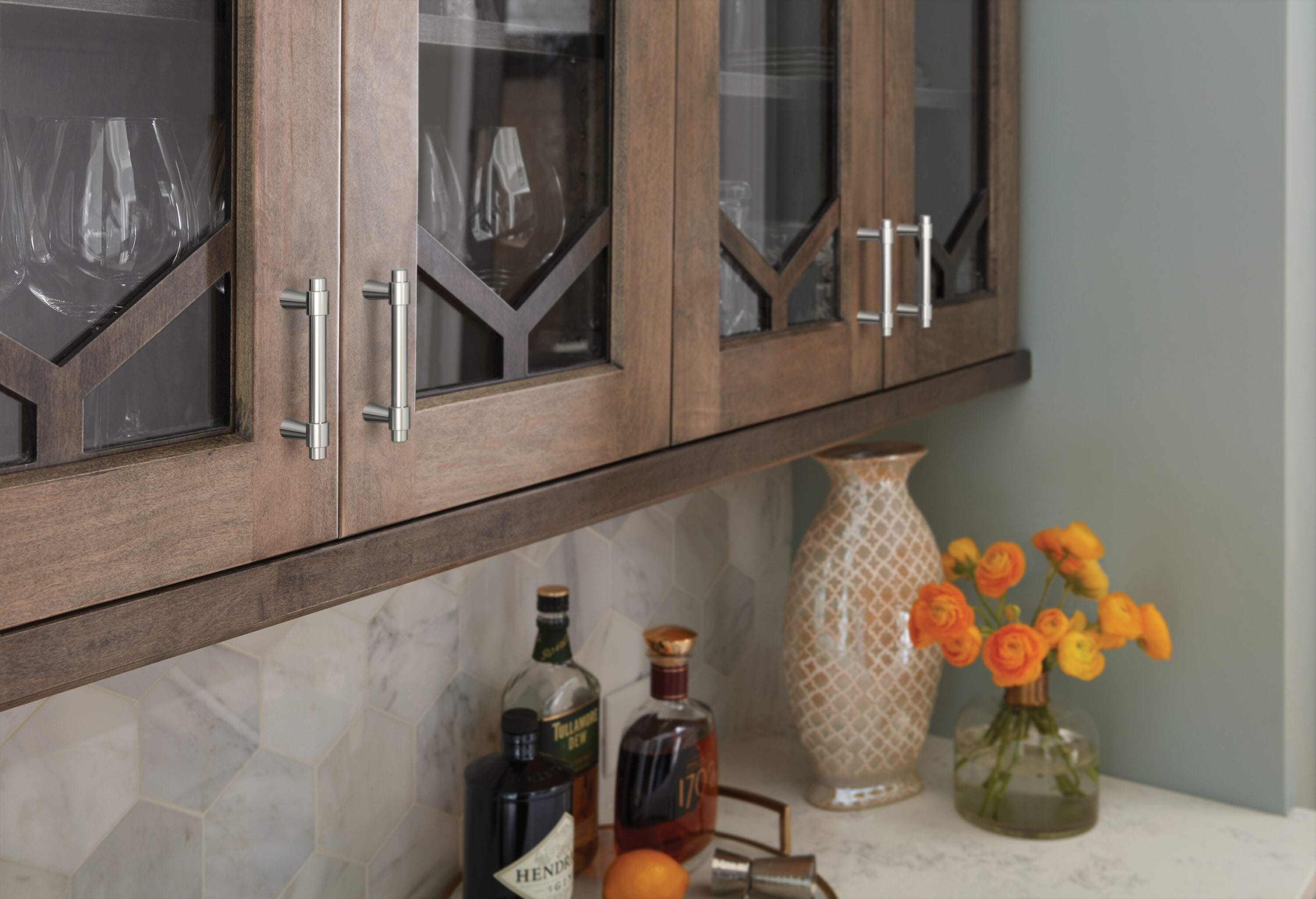 Polished Chrome Modern Cabinet Bar Pull with Mounting Hardware