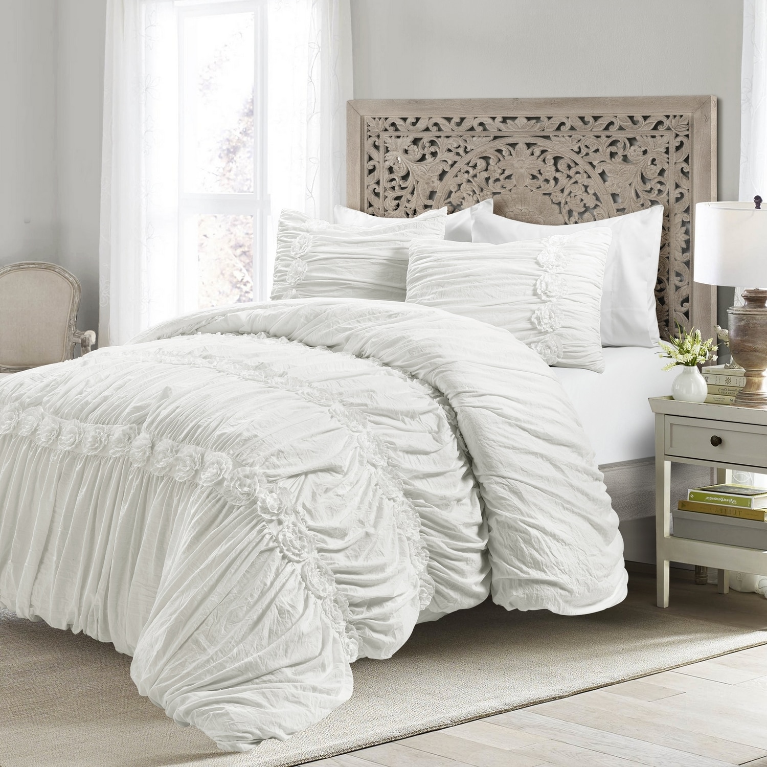 Lush Decor 16T004802 White Solid Full/Queen Comforter