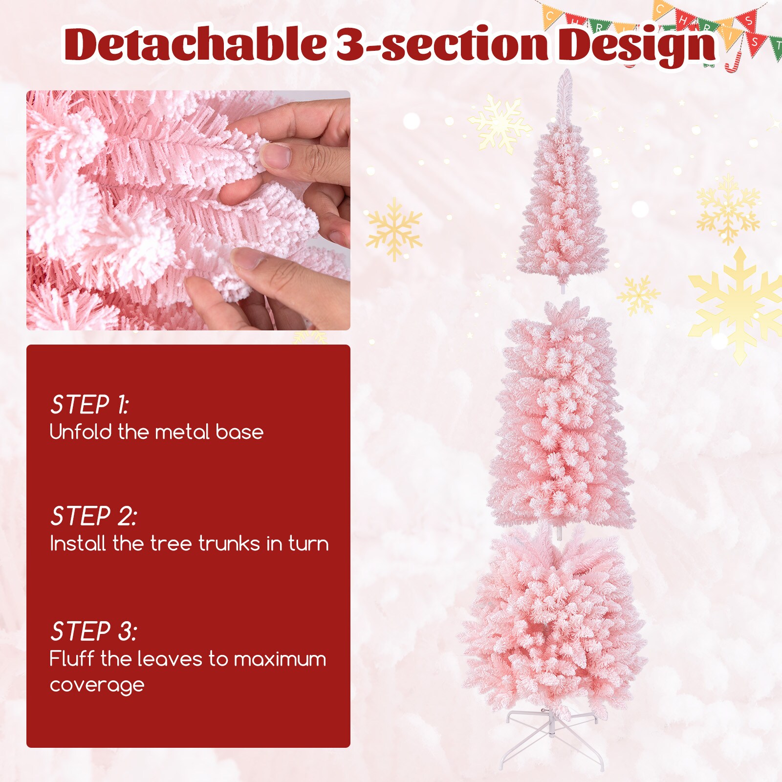 WELLFOR TX-HGY-10007US Artificial-Christmas-Trees - View #2