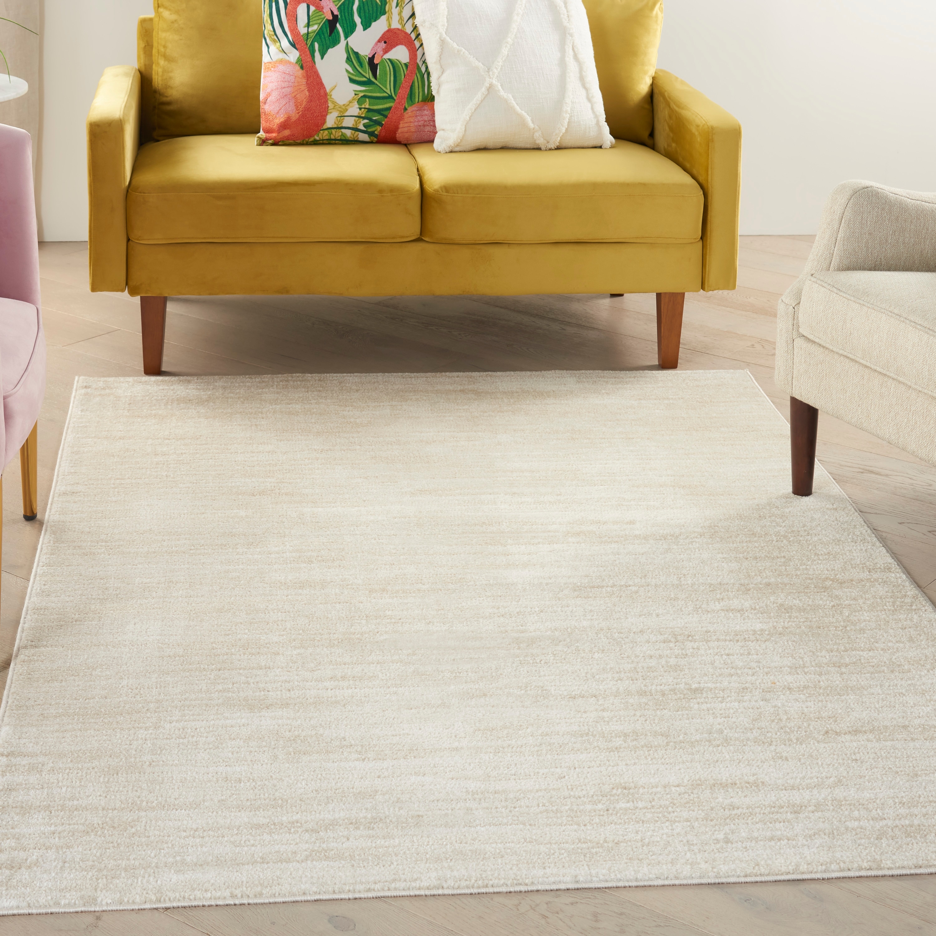 Nourison 099446823908 Essentials 5 x 7 (ft) Loomed Polypropylene Ivory Beige Rectangular Indoor/Outdoor Solid Area rug