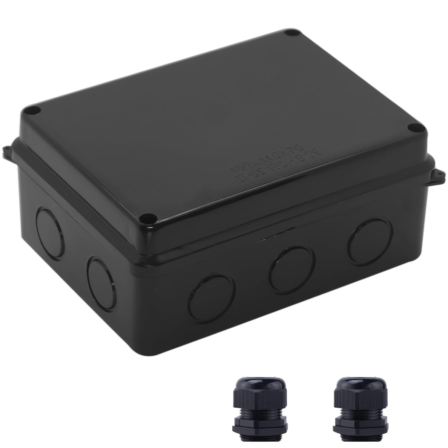 Etokfoks EFT1013C46 Outdoor Waterproof Electrical Junction Box IP65 ABS Plastic Enclosure with Reserved Holes 5.9 x 4.3 x 2.8 Inch Black