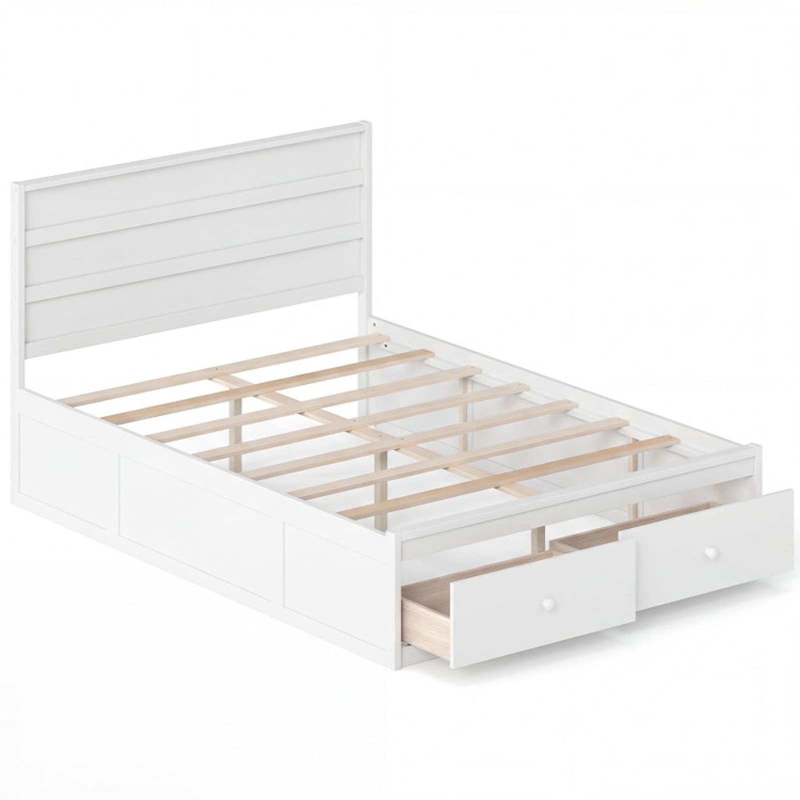 SUGIFT Full Size Wooden Platform Bed Frame with Headboard and 2 Storage ...