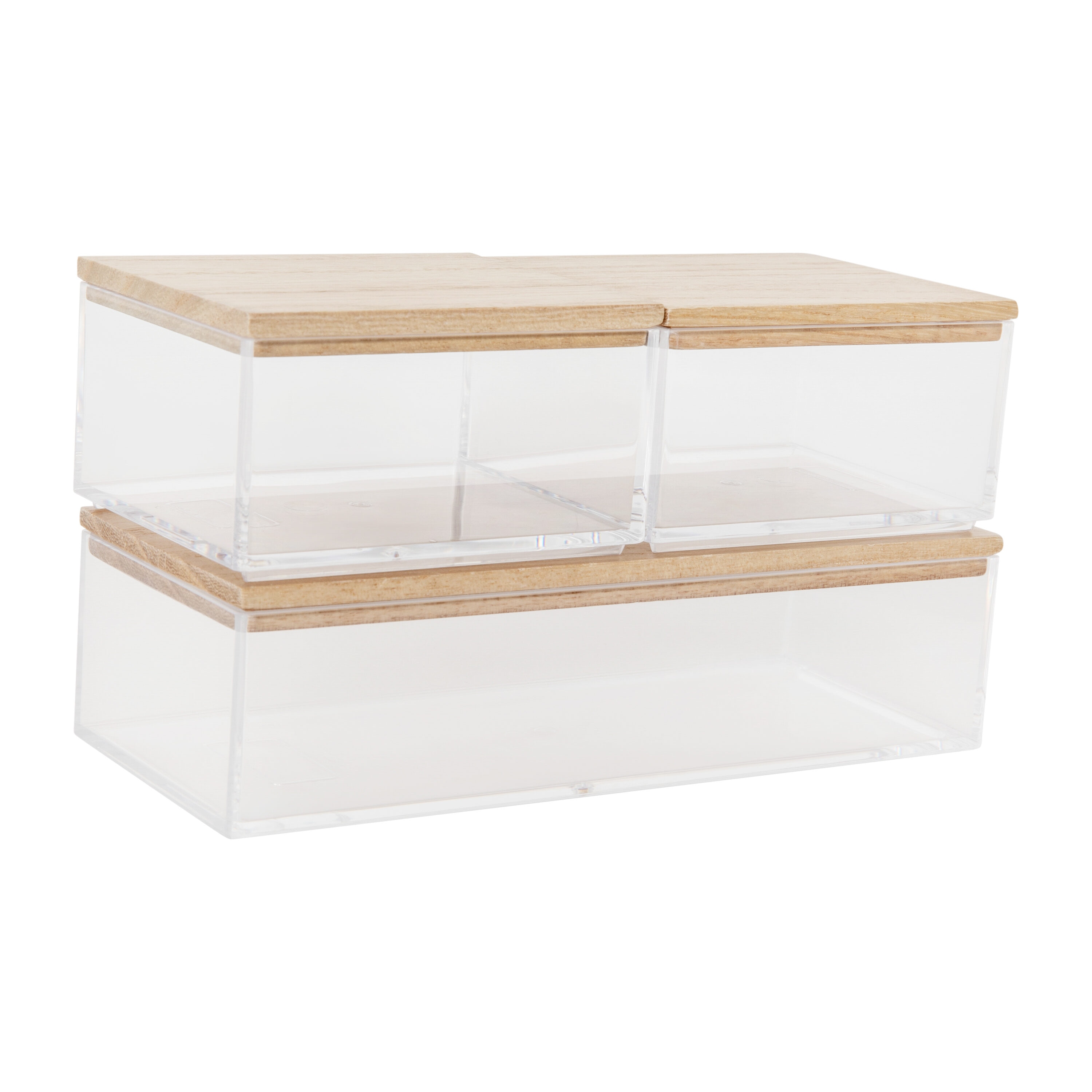 Martha Stewart Plastic Stackable Office Desktop Organizer with 2 Pullout Drawers Clear