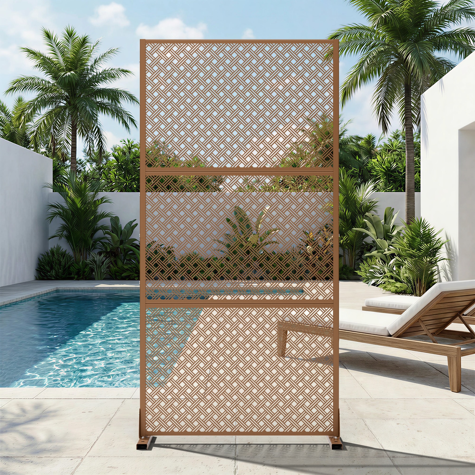 Dovelina 72-in H x 35-in W x 16-in D Metal Privacy Screen Fence Panel Stylish Pattern
