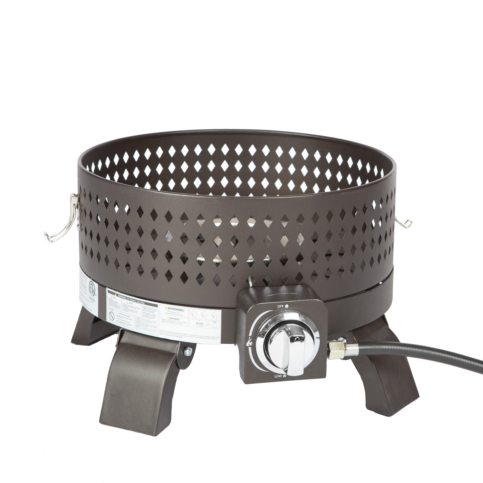Dark Bronze Portable Gas Fire Pit with Propane Stand, 15"