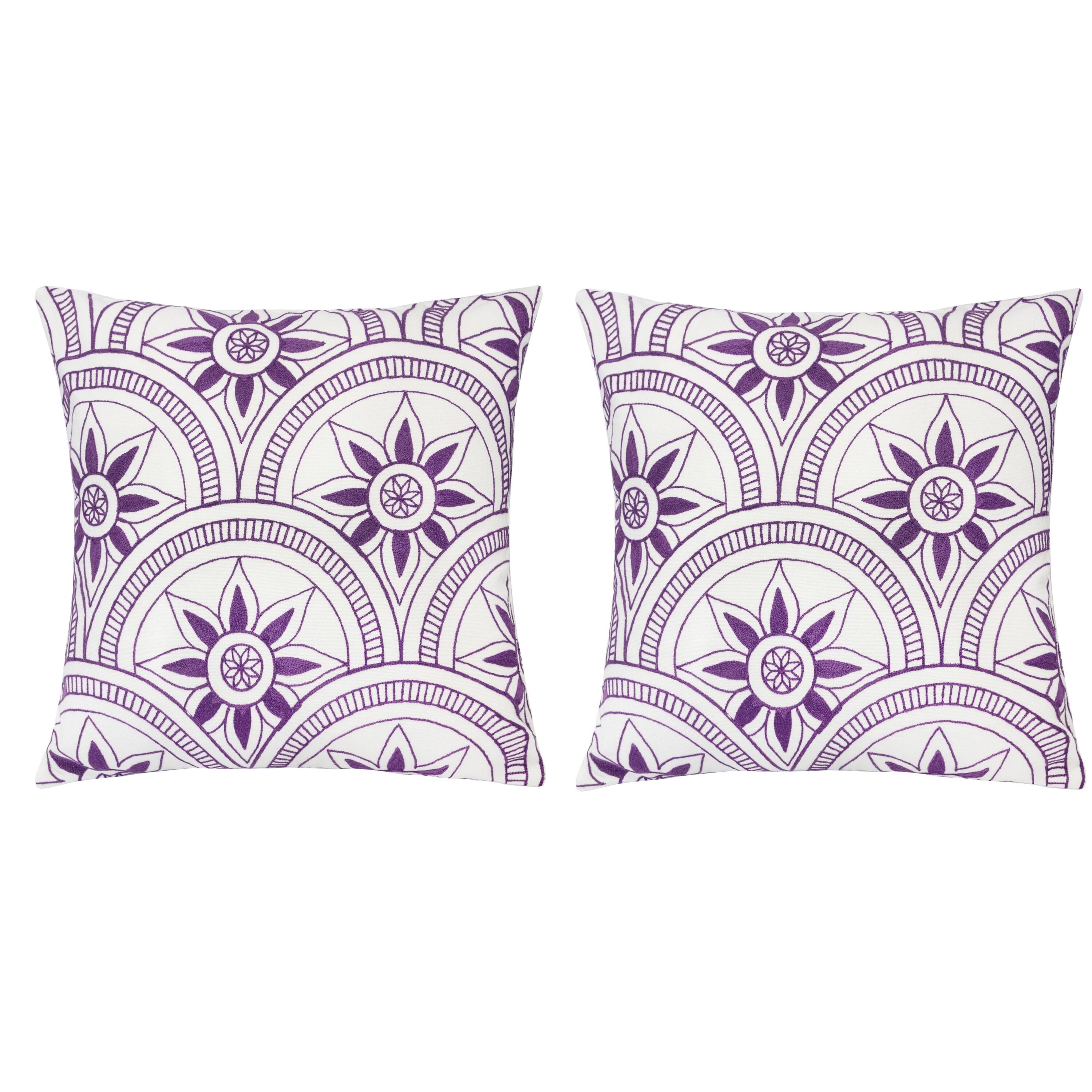 LuXeo 2 -Piece 20-in x 20-in Purple Square Indoor Decorative Pillow