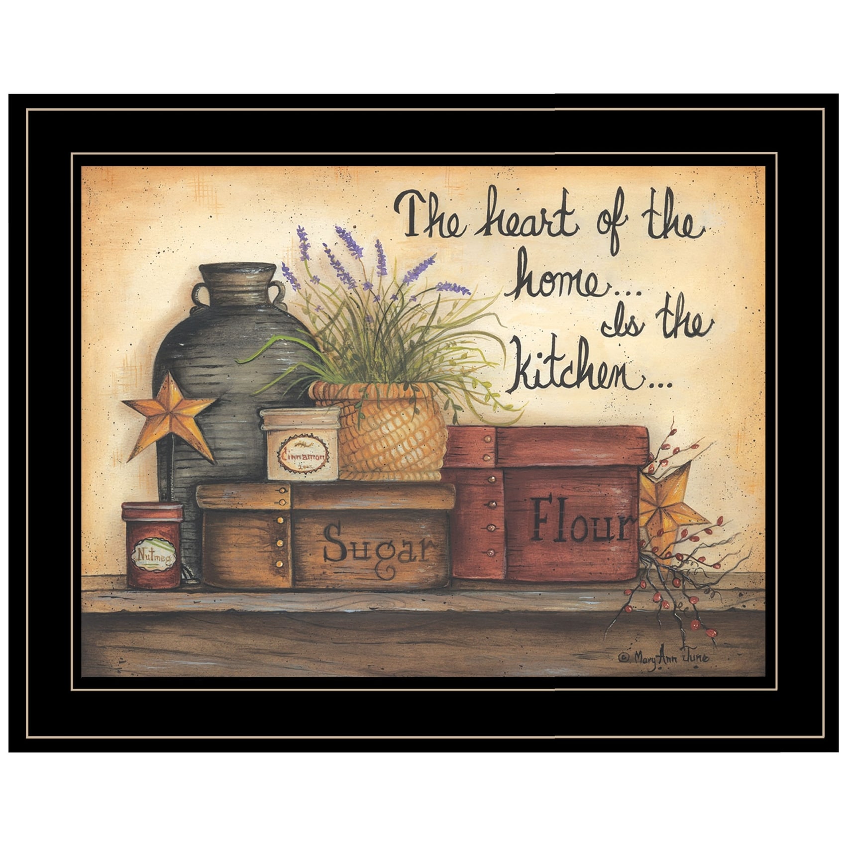 HomeRoots 4000406562 Heart of the Home 8 Black Wood Framed 15-in H x 19-in W Inspirational Paper Print