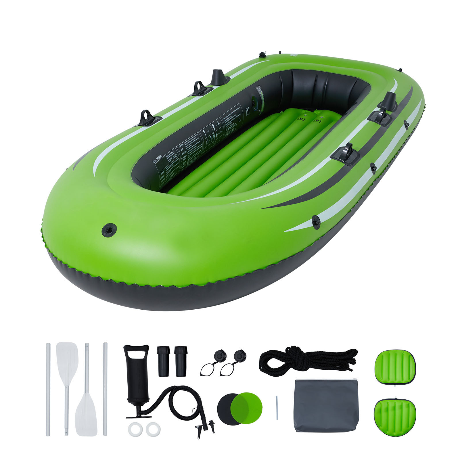 VEVOR YCK3RK000000H5X92V0 Inflatable Boat 8.66-ft x 48.4-in Green 2 -Person Paddle Boat