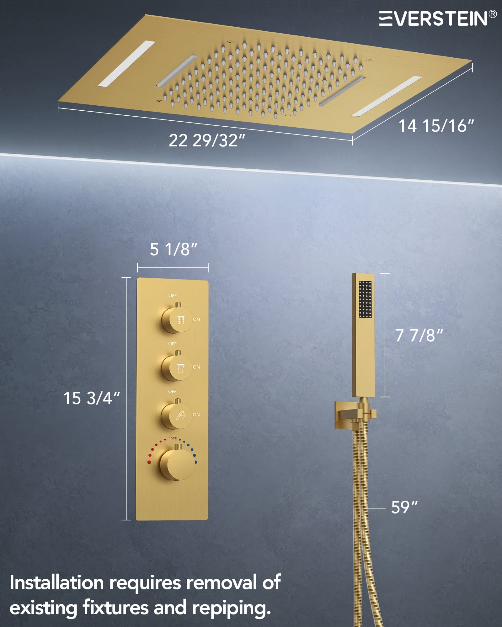 EVERSTEIN SFS-1024-GD Tub-Shower-Faucets - View #10