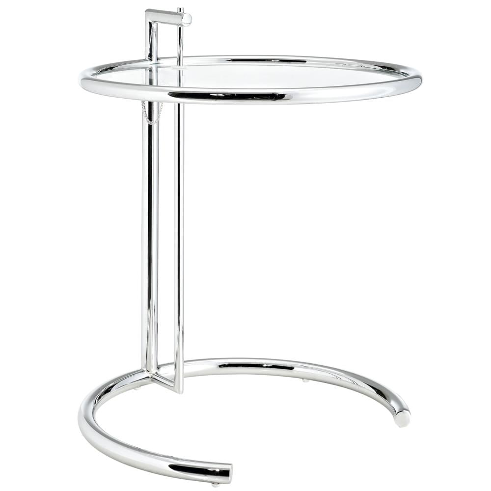 Modway EEI-125-SLV Eileen 20-Inches W x 37.5-Inches H Silver Glass Round Modern End Table Assembly Required