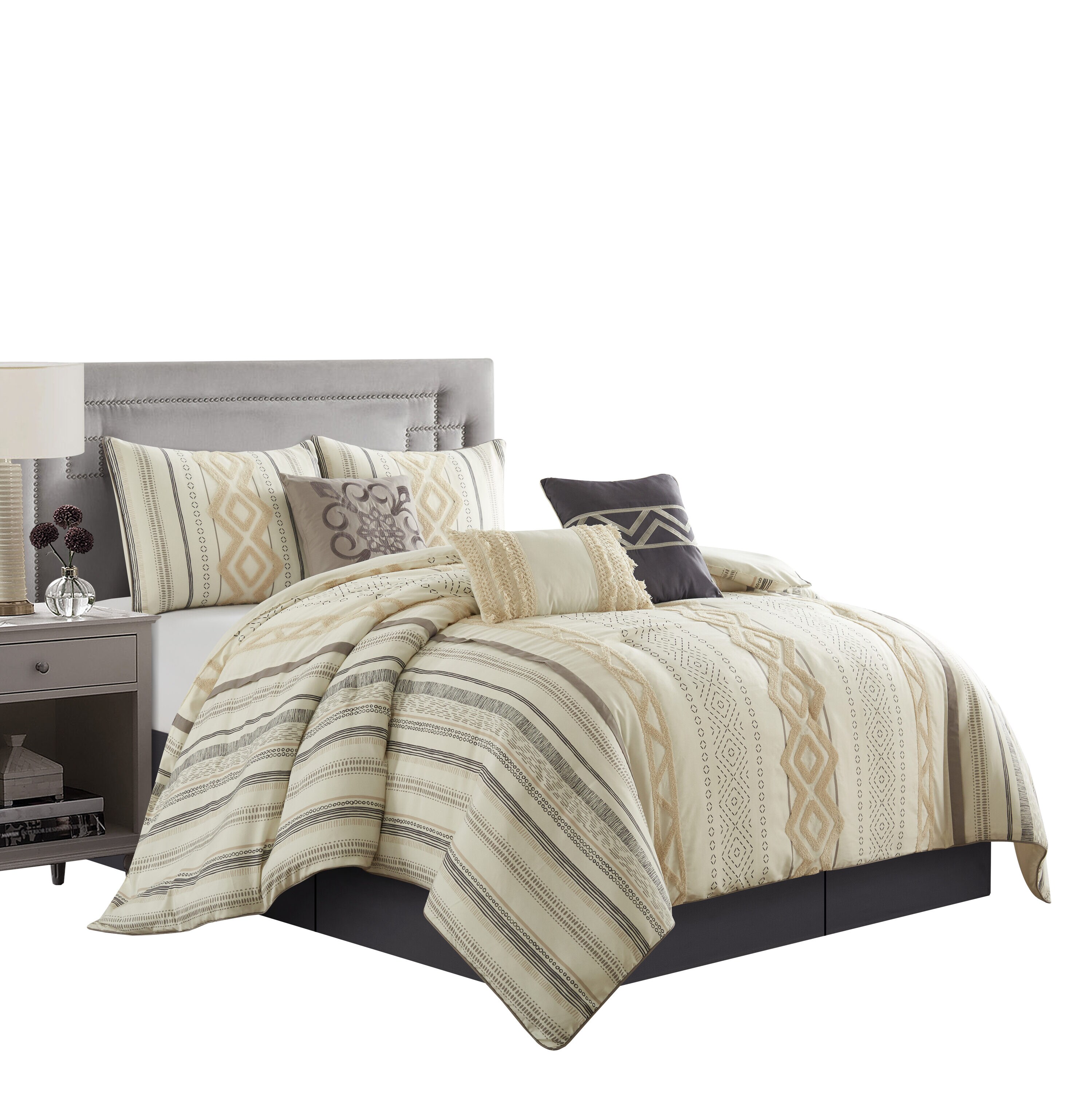 Nanshing 7 Piece Beige Ivory Queen Bedspread Set In The Bedding Sets