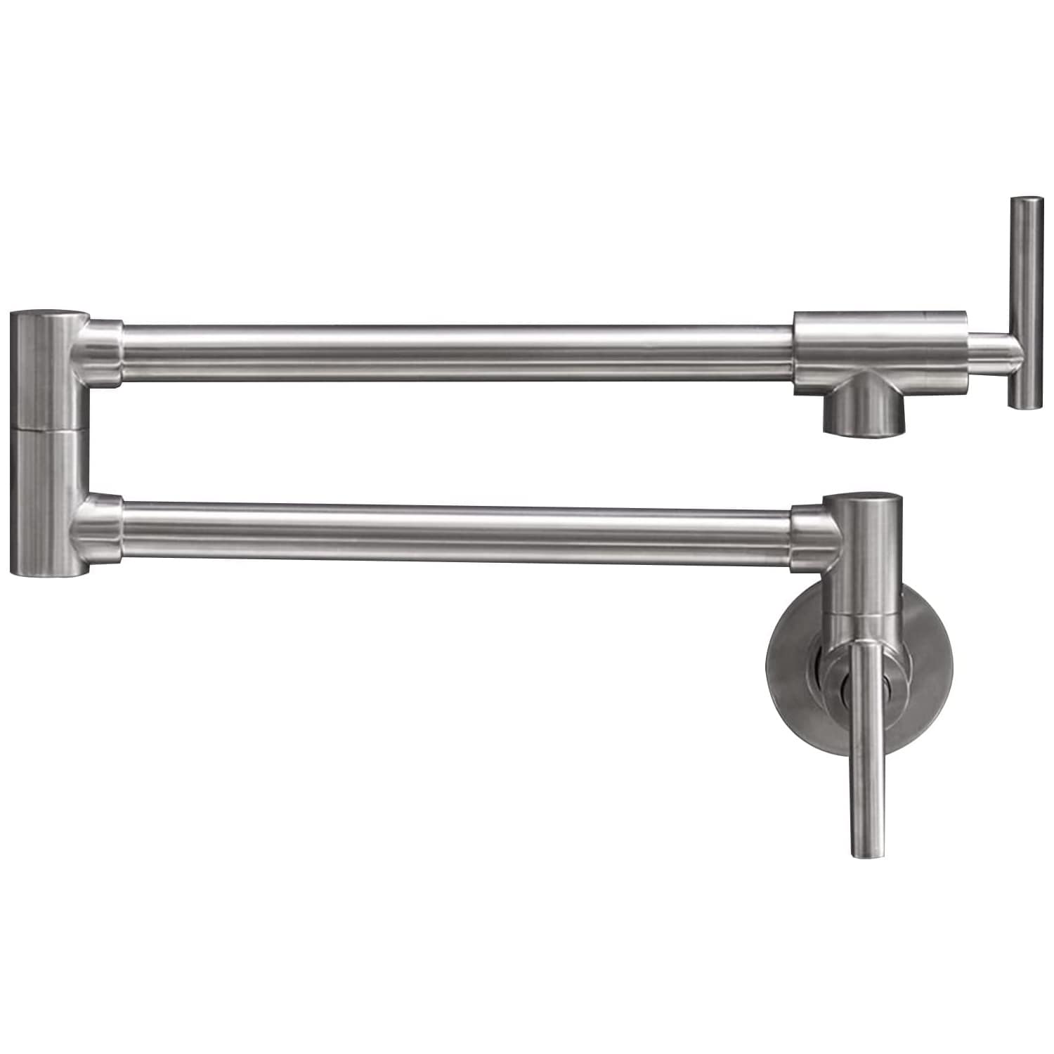 BWE A-99357-N HydraFlex Brushed Nickel Double Handle Wall-mount Pot Filler Kitchen Faucet