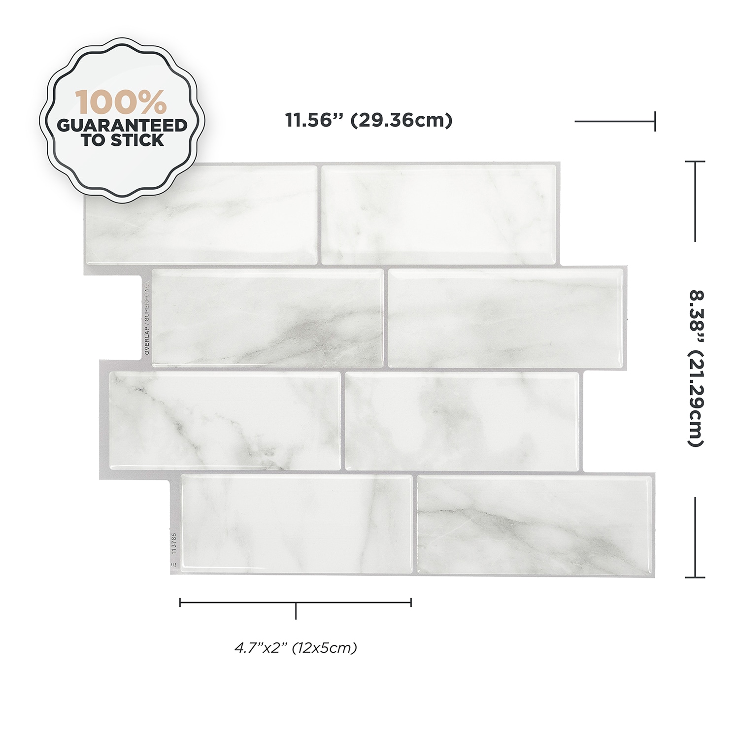 smart tiles Milano Carrera Gray 11.55 in. x 9.64 in. Vinyl Peel