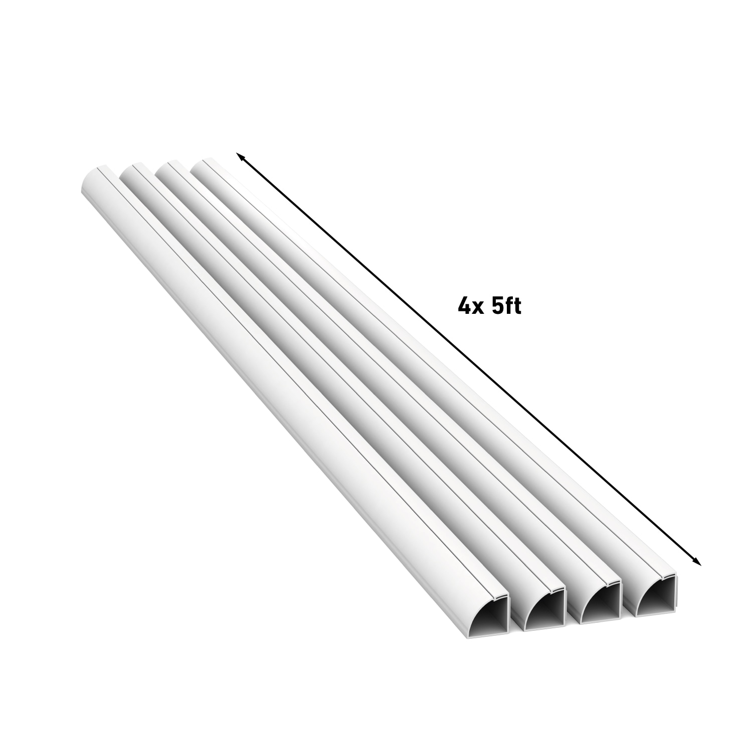  D-Line 15.7 White Quarter Round Cable Raceway, Corner Cord  Cover, Self-Adhesive Floor Molding with Wire Channel, Baseboard Cable Hider  - 0.87 (W) x 0.87 (H) x 15.7-inch Length - White 