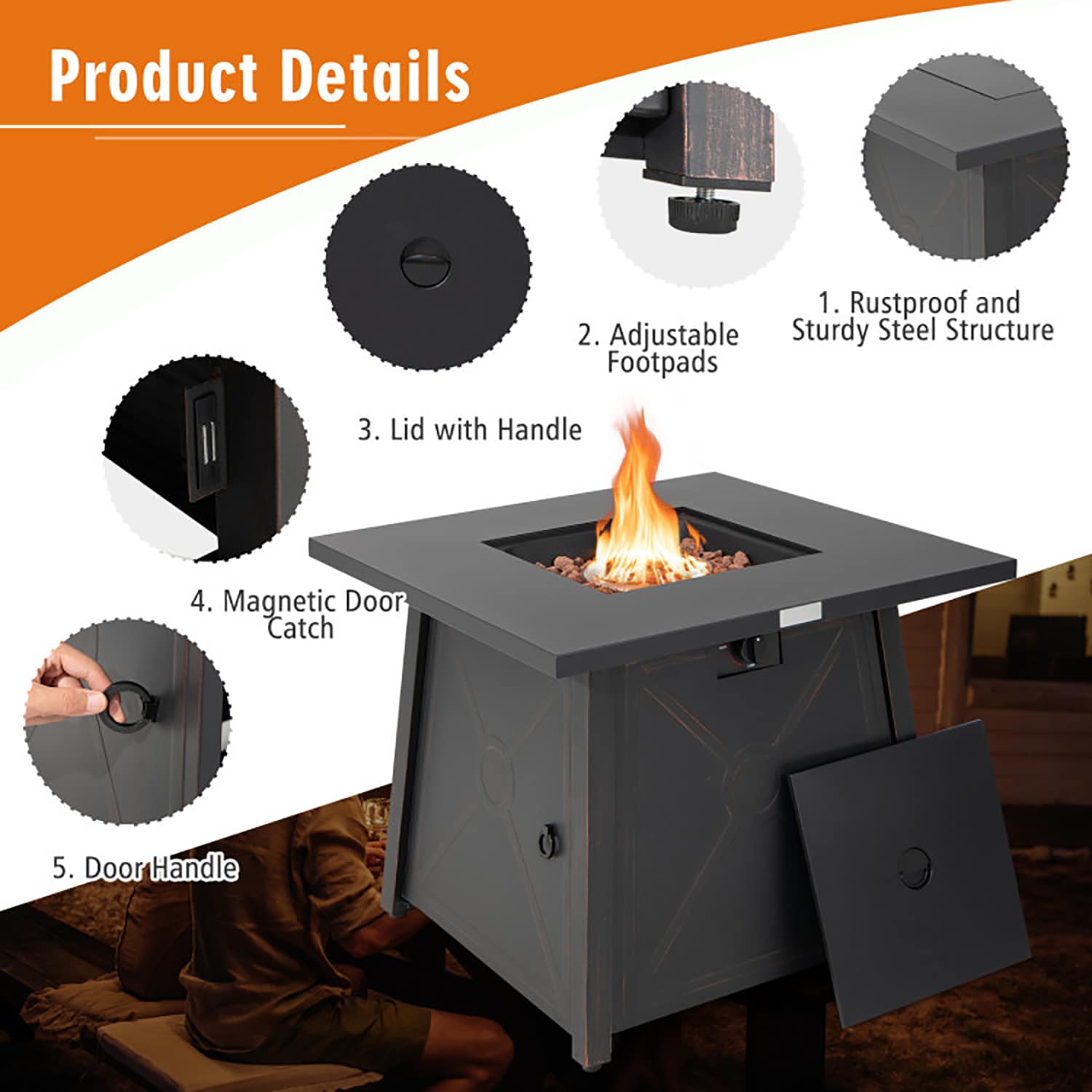 GZMR GZ-A01OP698 Outdoor-Gas-Firepits - View #2