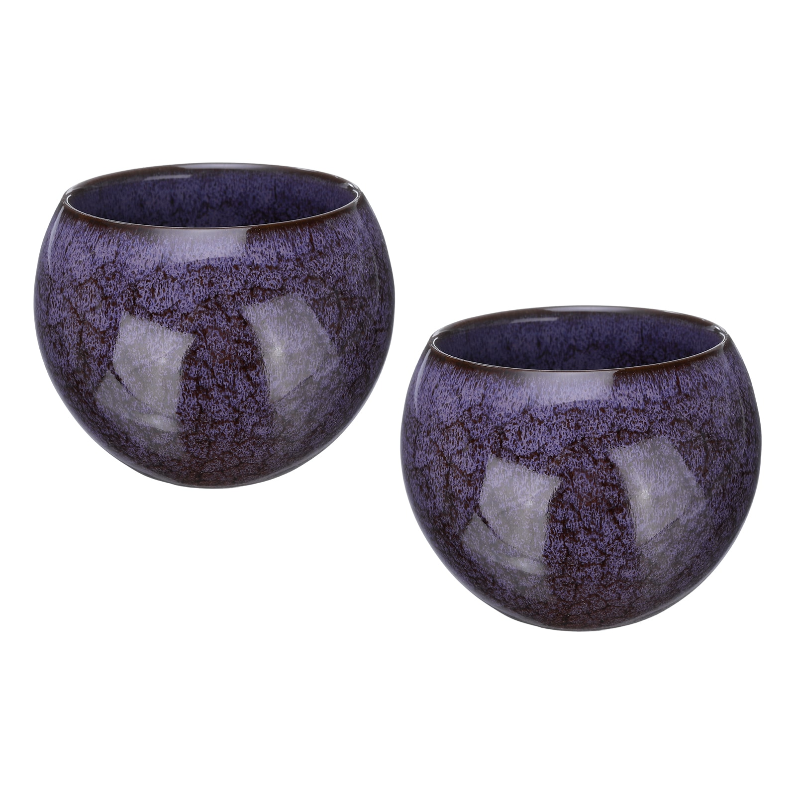 Harfington 2pcs Handmade Tea Bowls 150ml / 5oz Kiln Change Chinese Japanese Teacup Ceramic Gong Fu Tea Set for Office Home Gifts Purple #S26042401UX0323