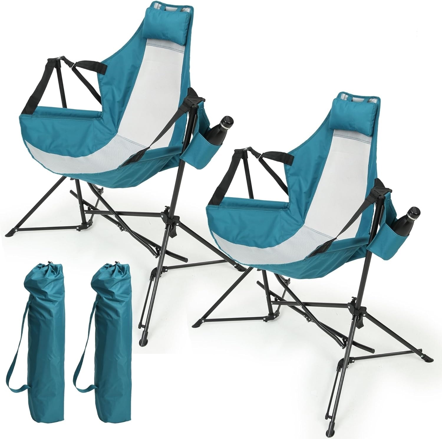 Mondawe MO-P4AC2417GBU2 Polyester Light Blue Folding Camping chair Carrying Strap/Handle Included