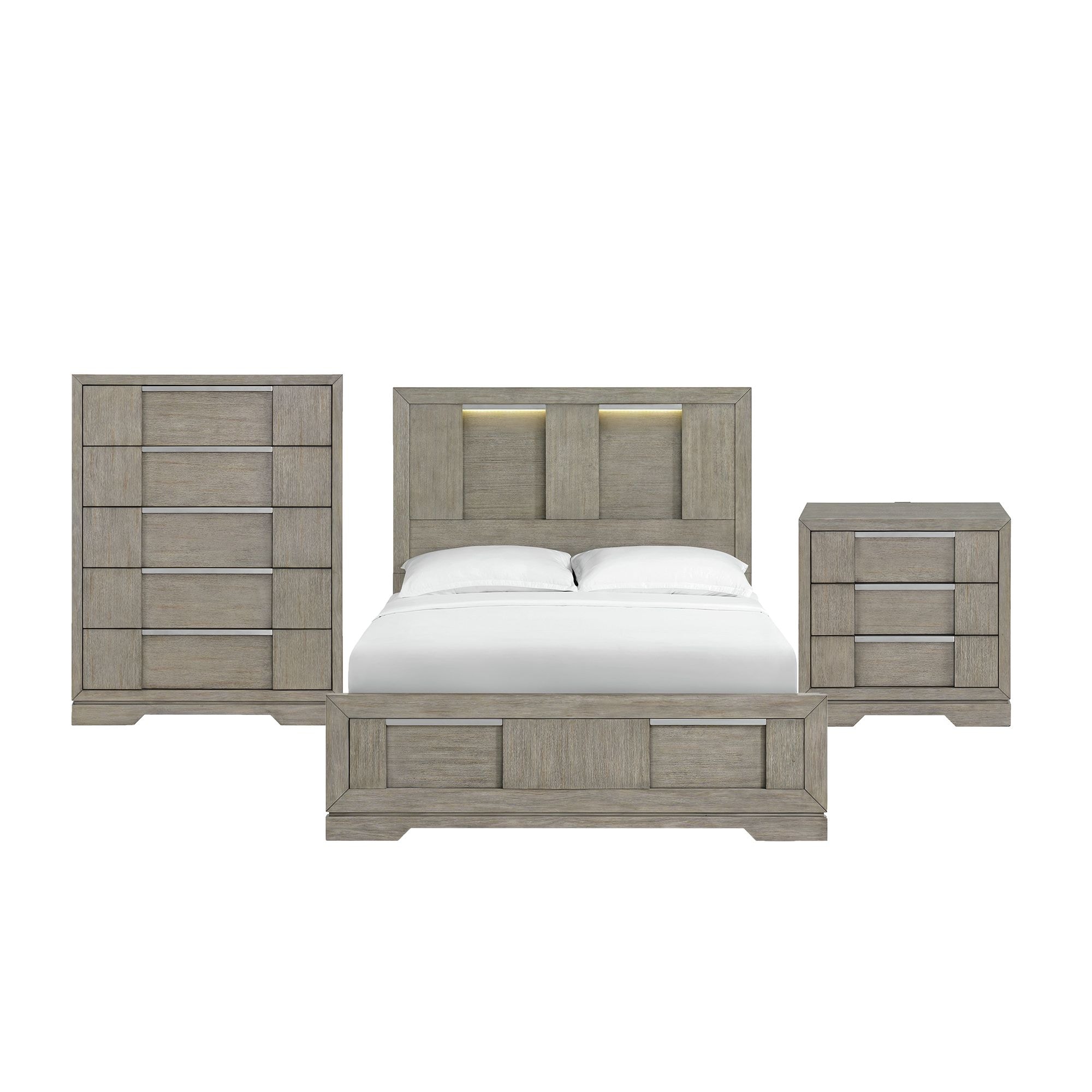 Picket House Furnishings B-9770-3-QBL-3PC Argo Grey Queen Bedroom Set