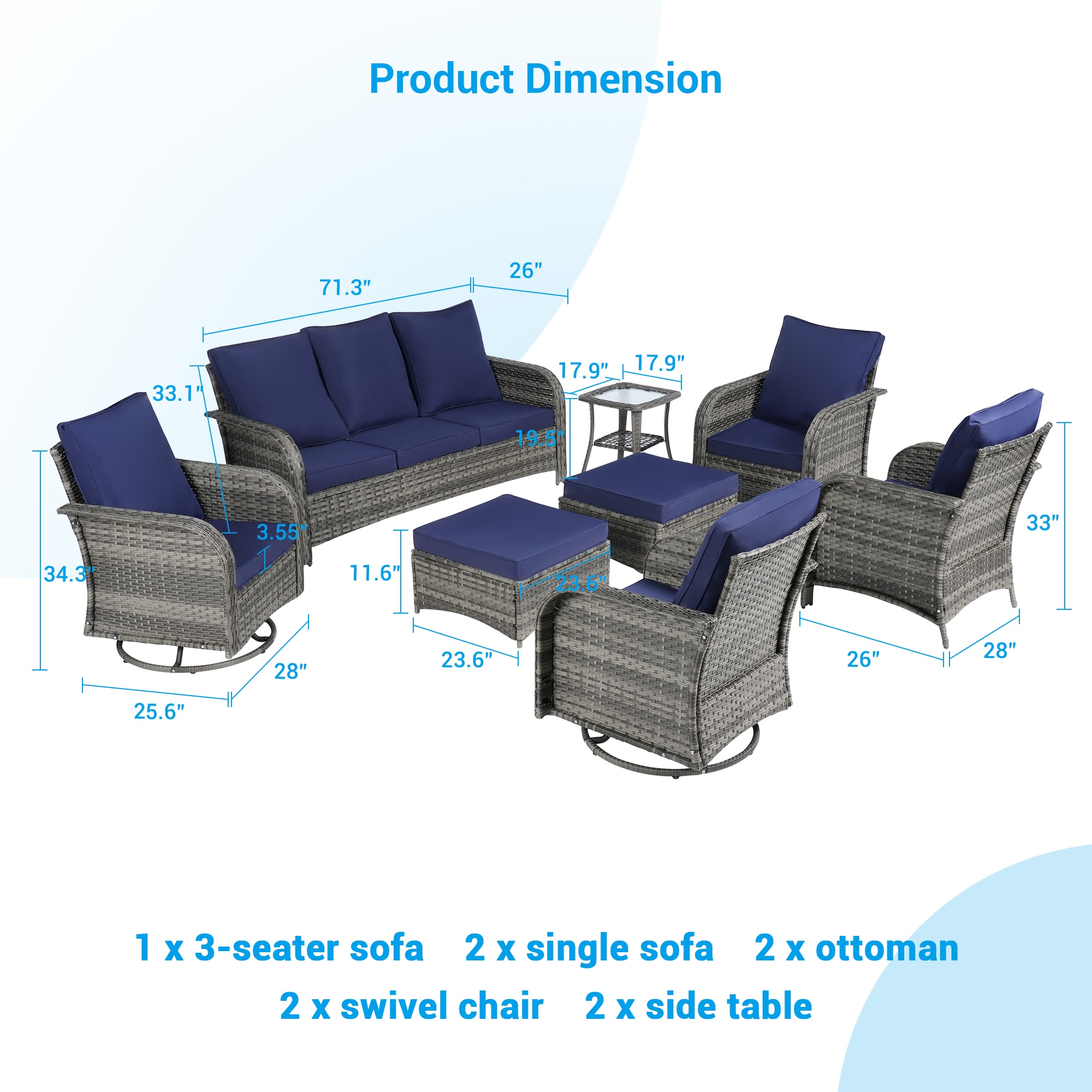 SANSTAR L-WS800-NY-8V1 Patio-Conversation-Sets - View #2
